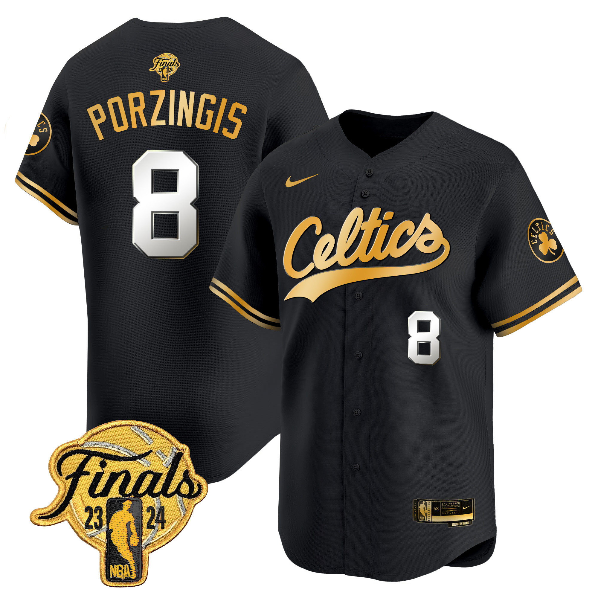 Men's Boston Celtics 2024 Finals Patch Baseball Jersey - All Stitched - Image 11
