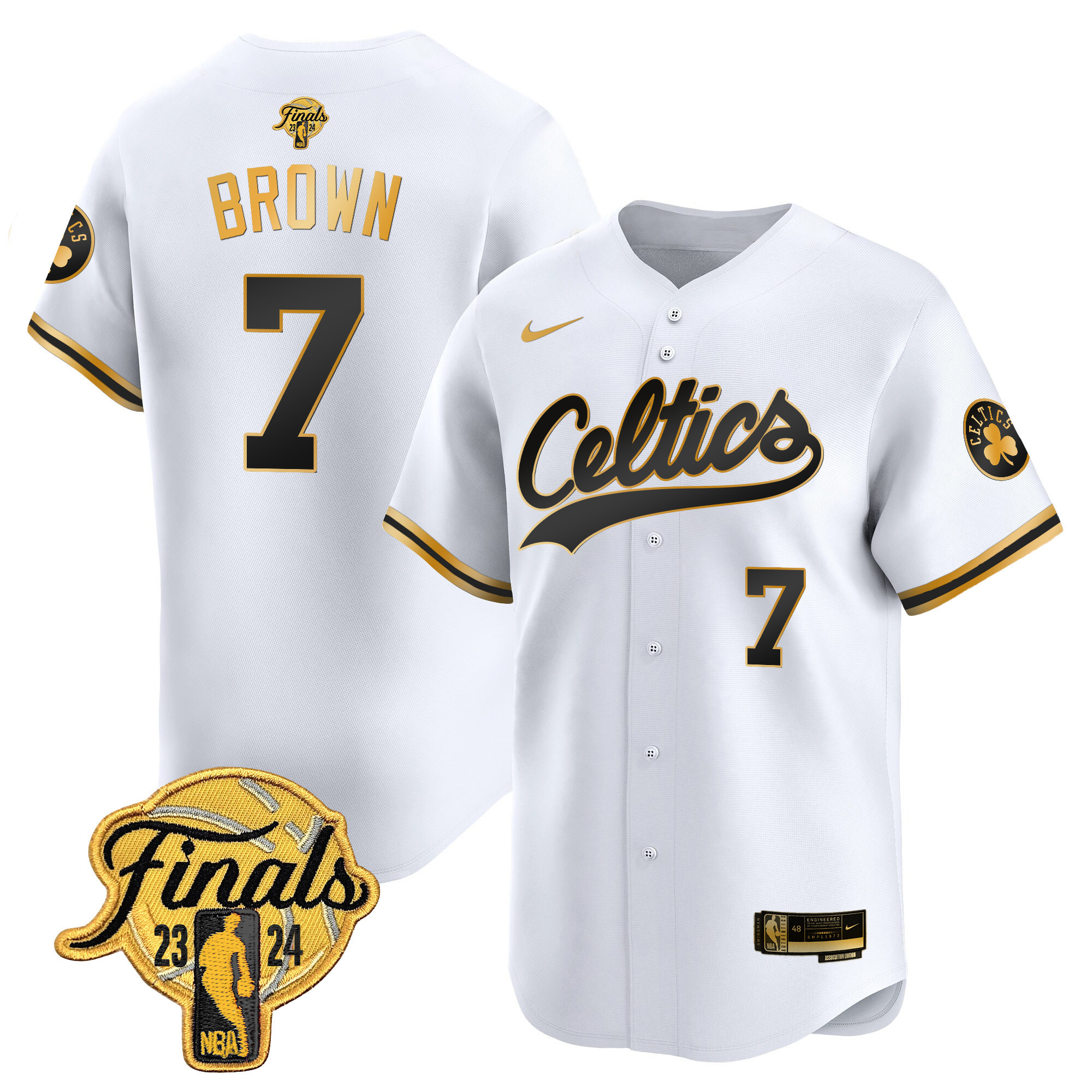 Men's Boston Celtics 2024 Finals Patch Baseball Jersey - All Stitched - Image 3