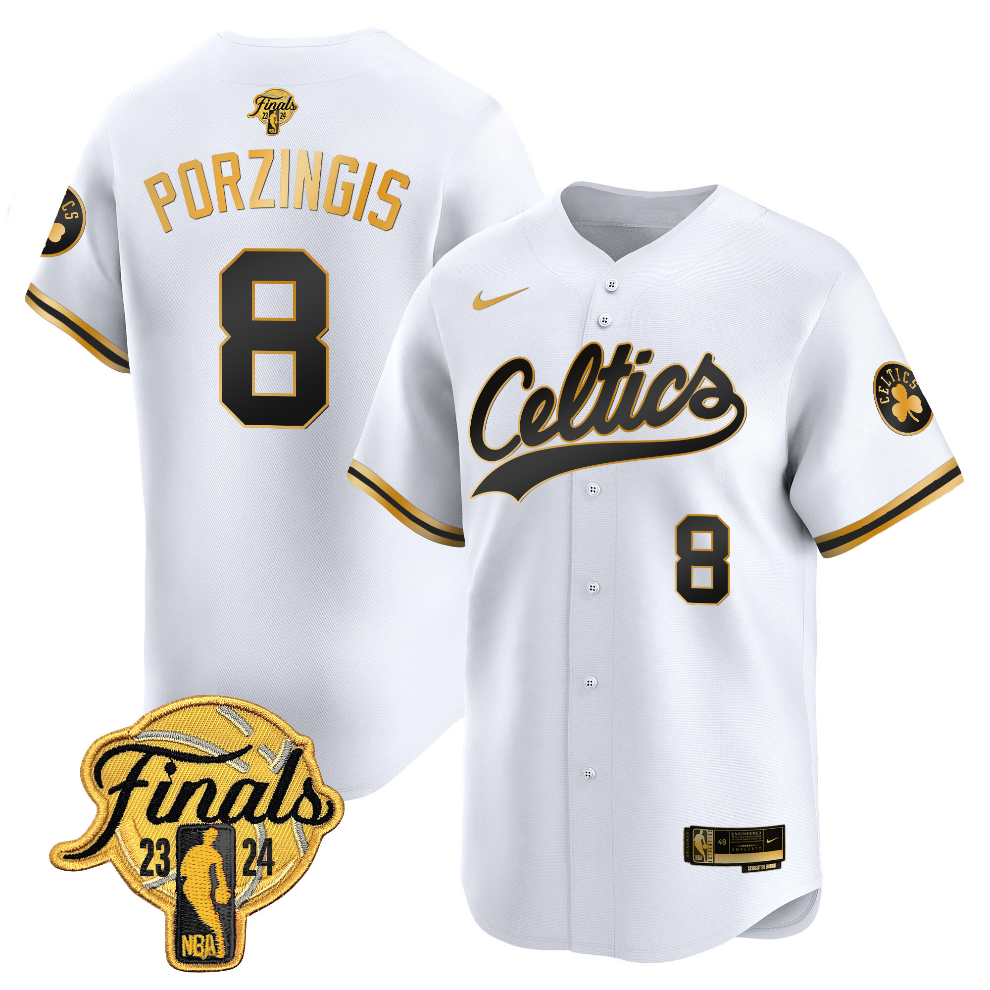 Men's Boston Celtics 2024 Finals Patch Baseball Jersey - All Stitched - Image 4