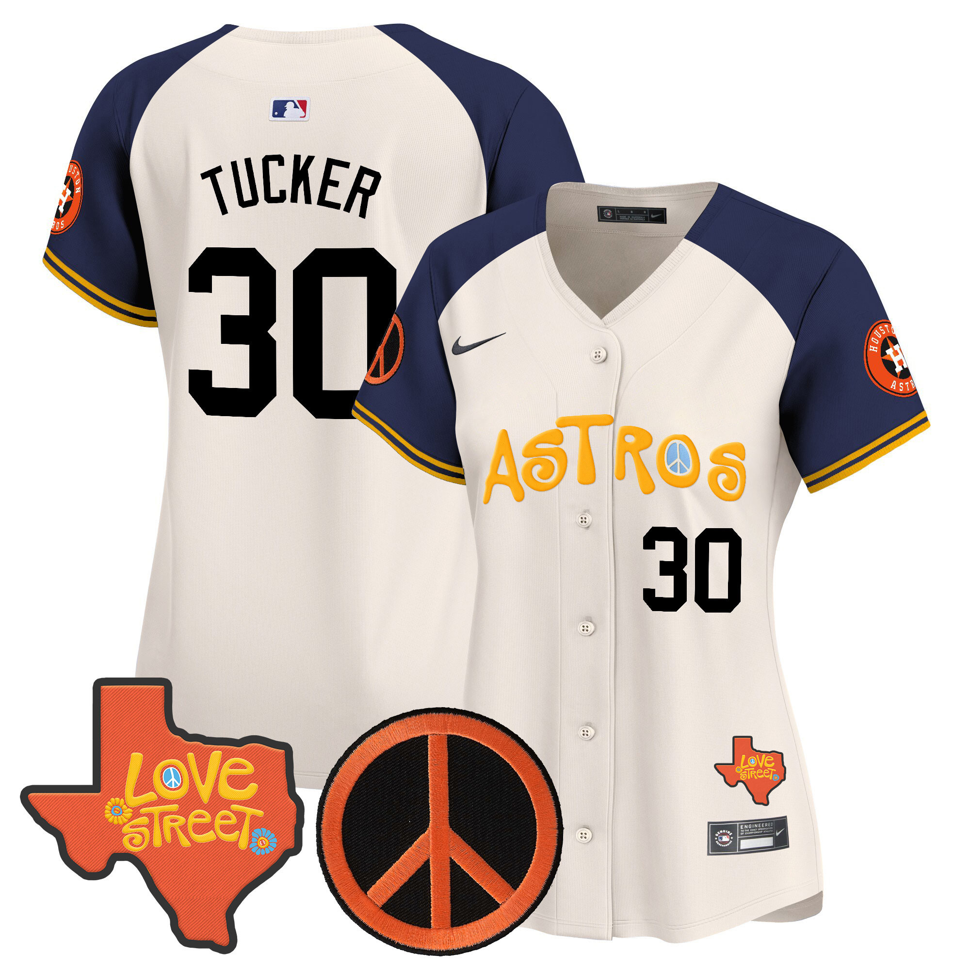 Women's Astros Love Street & Peace Sign Patch Vapor Premier Limited Jersey - All Stitched - Image 53