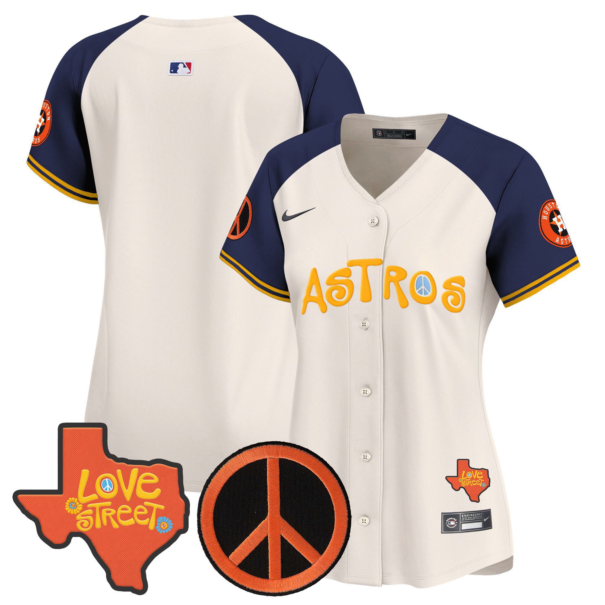 Women's Astros Love Street & Peace Sign Patch Vapor Premier Limited Jersey - All Stitched - Image 54