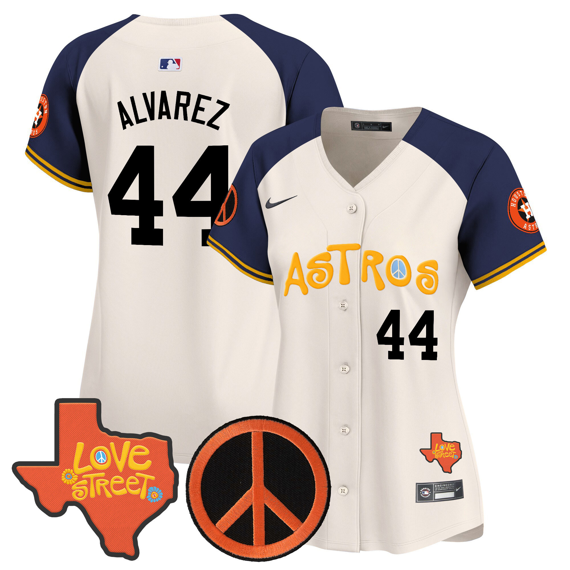 Women's Astros Love Street & Peace Sign Patch Vapor Premier Limited Jersey - All Stitched - Image 51
