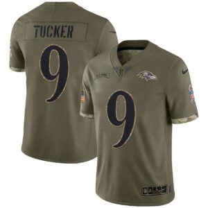 Justin Tucker Baltimore Ravens Olive Salute To Service Jersey - All Stitched