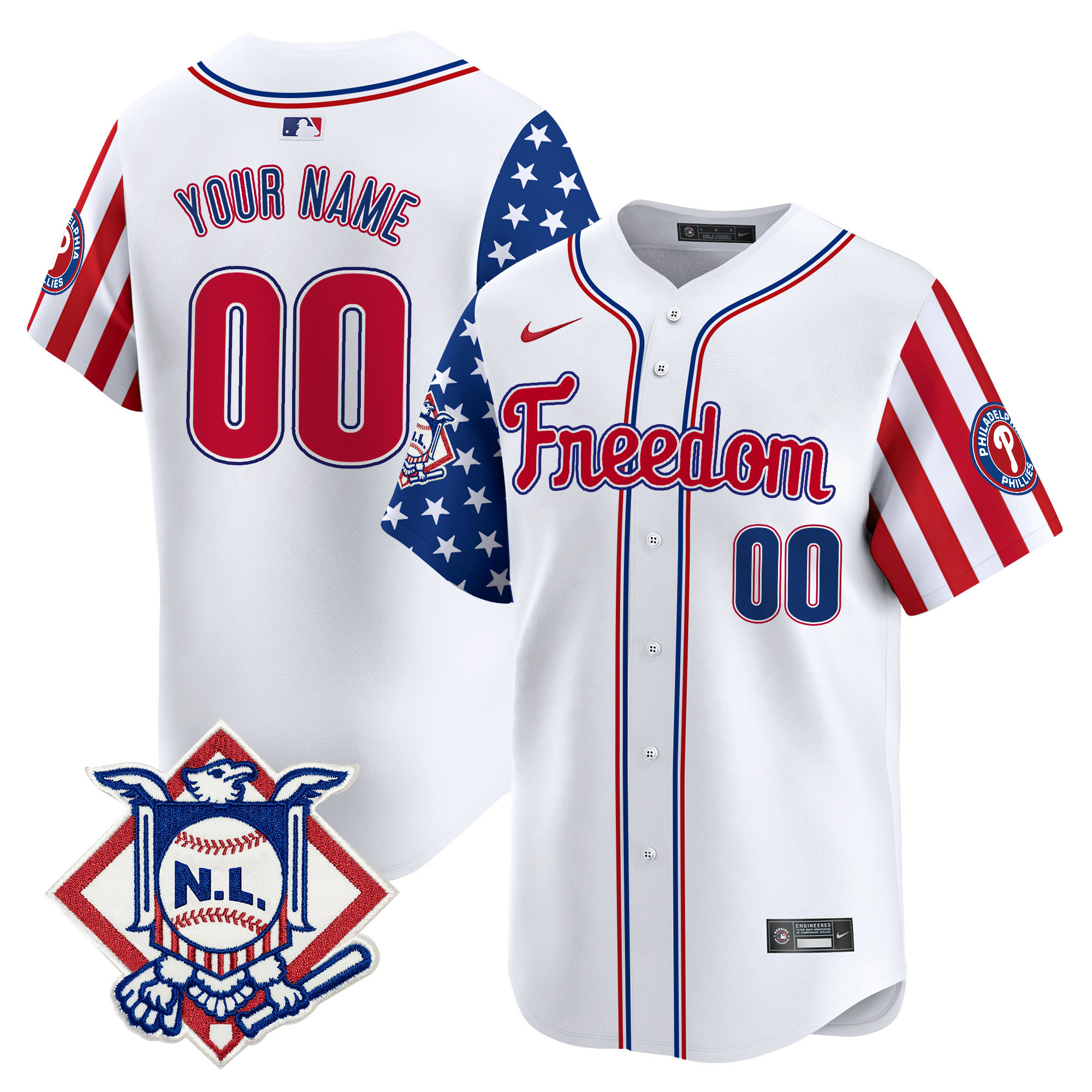 Phillies 2024 Fourth of July Vapor Premier Limited Custom Jersey V3 - All Stitched