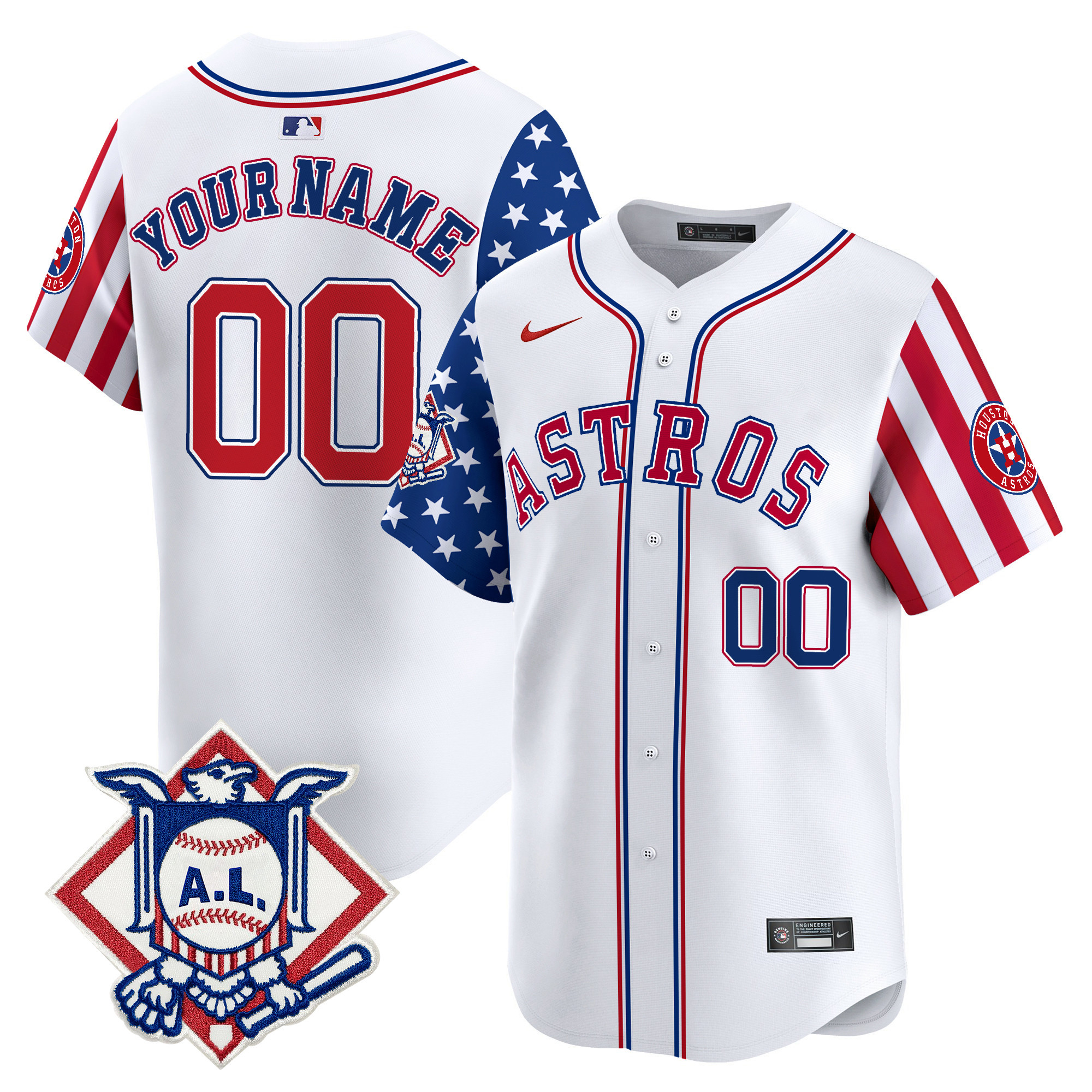 Astros 2024 Fourth of July Vapor Premier Limited Custom Jersey V2 - All Stitched