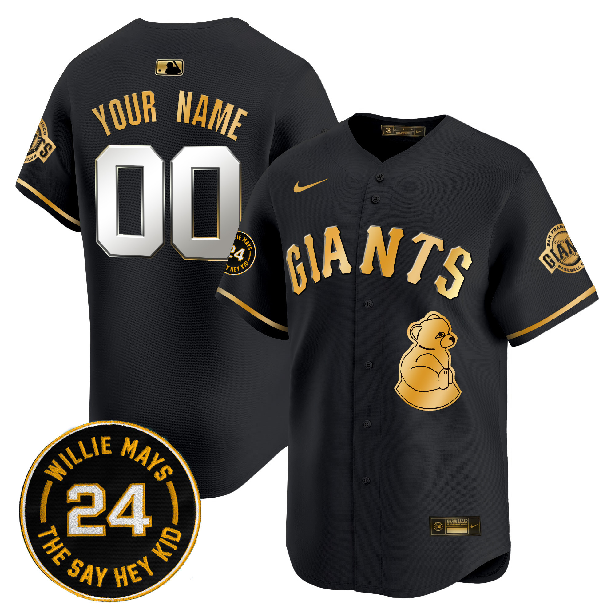 San Francisco Giants 2024 Willie Mays Patch Vapor Premier Limited Custom Jersey V4 - All Stitched - Image 2