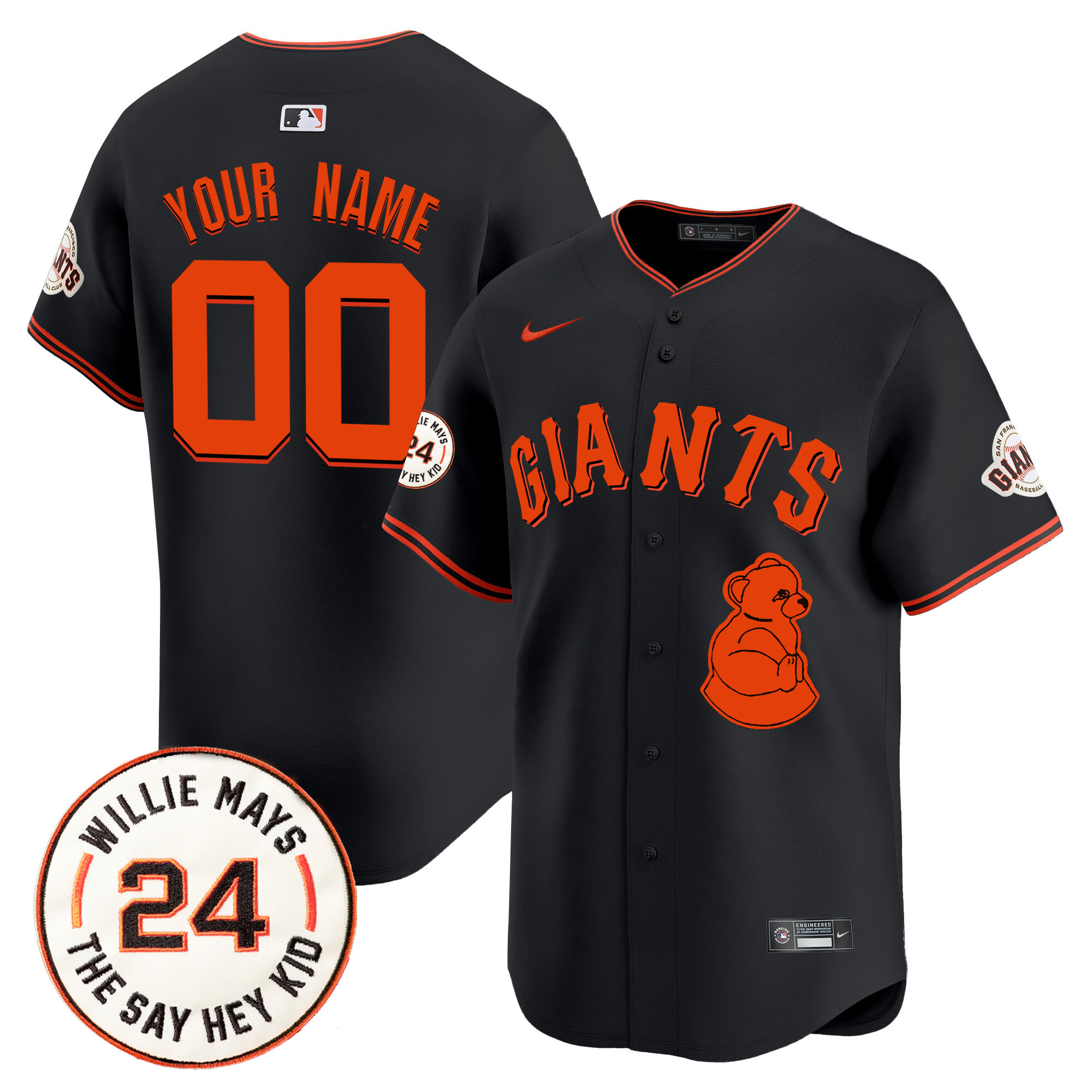 San Francisco Giants 2024 Willie Mays Patch Vapor Premier Limited Custom Jersey V4 - All Stitched - Image 4