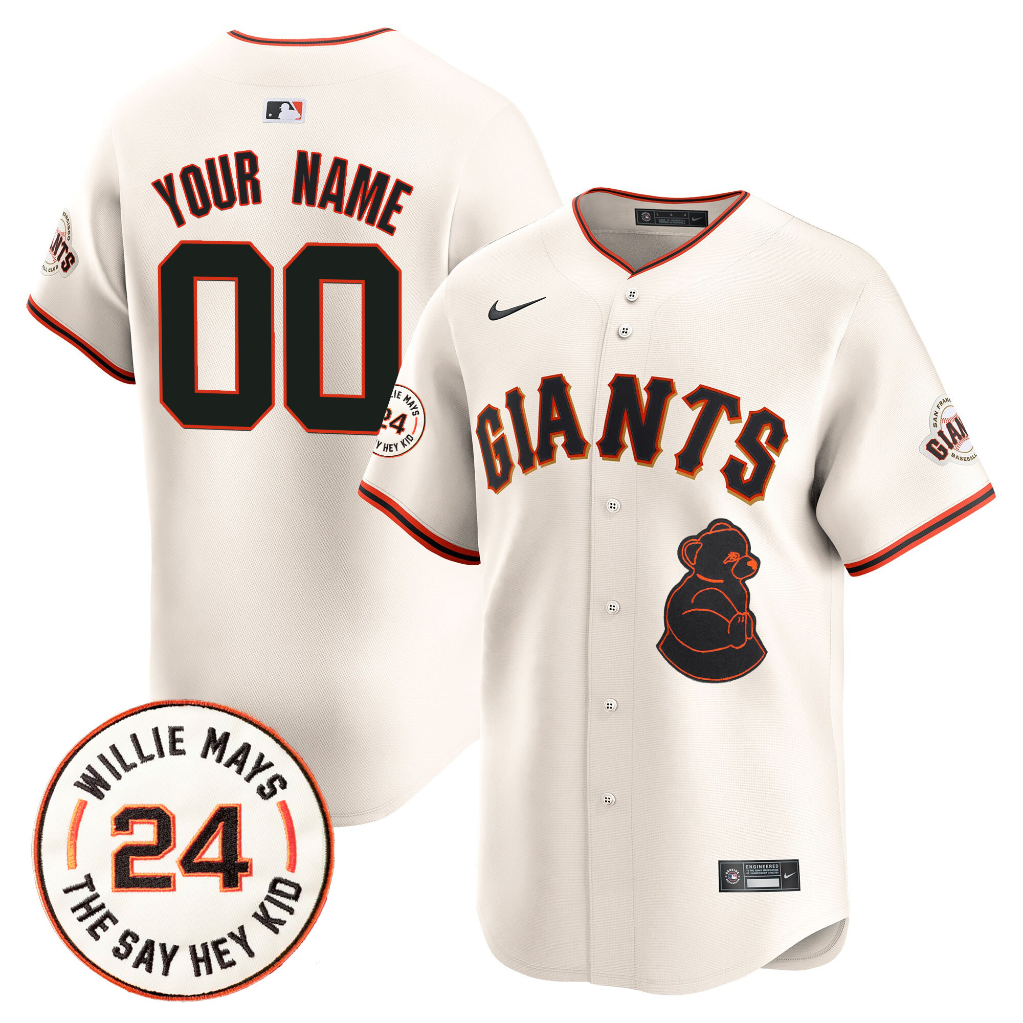 San Francisco Giants 2024 Willie Mays Patch Vapor Premier Limited Custom Jersey V4 - All Stitched - Image 3