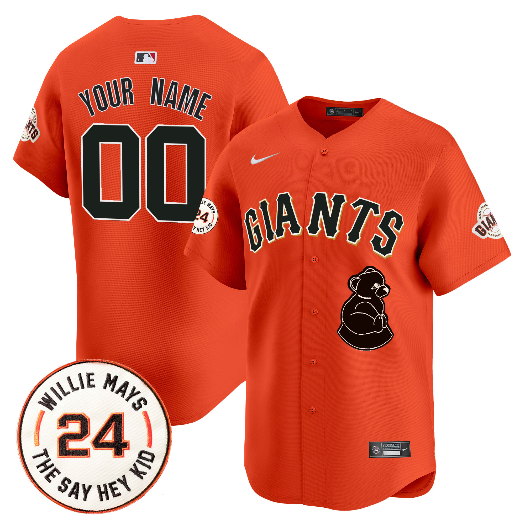 San Francisco Giants 2024 Willie Mays Patch Vapor Premier Limited Custom Jersey V4 - All Stitched - Image 5
