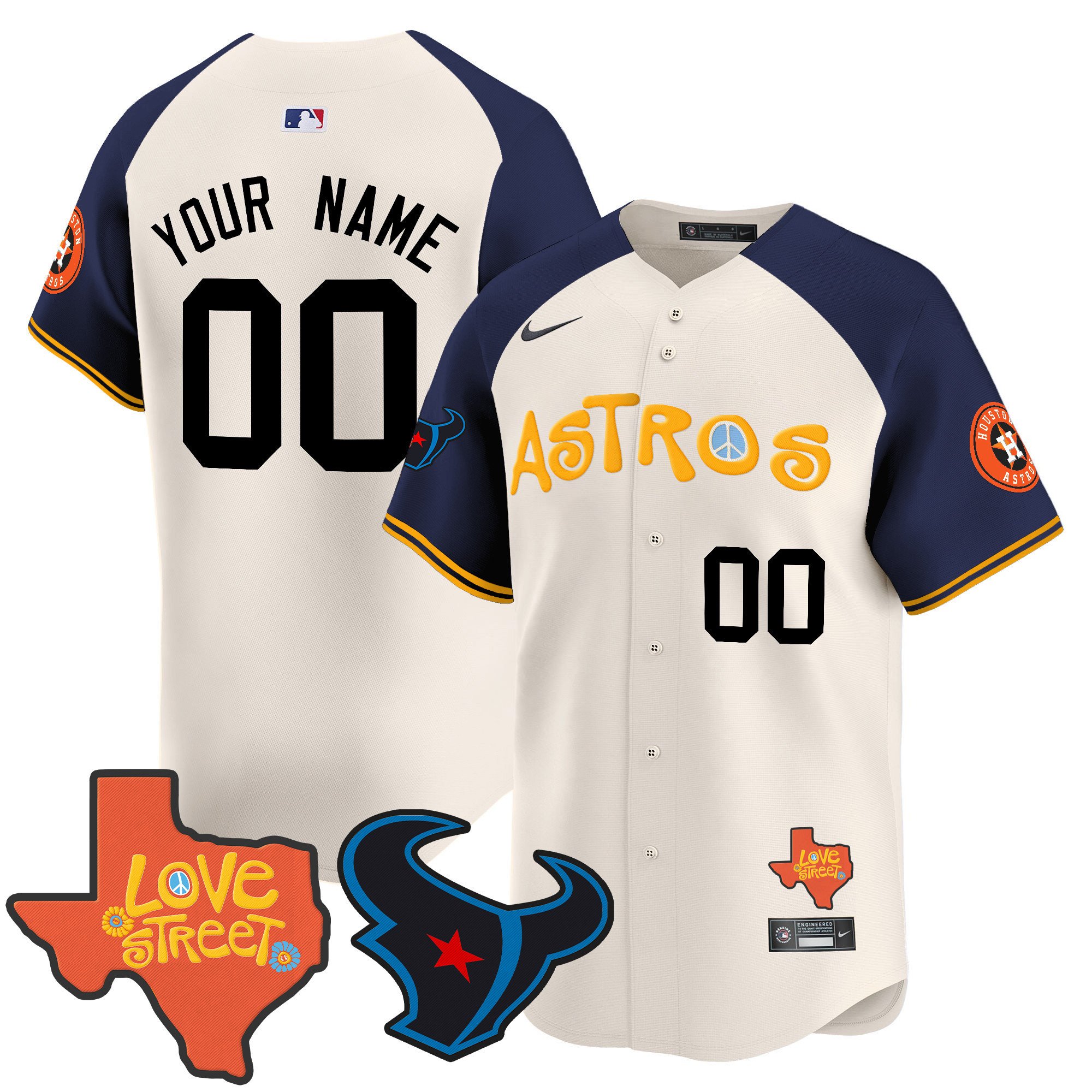 Astros Love Street & Texans Patch Vapor Premier Limited Custom Jersey - All Stitched - Image 6