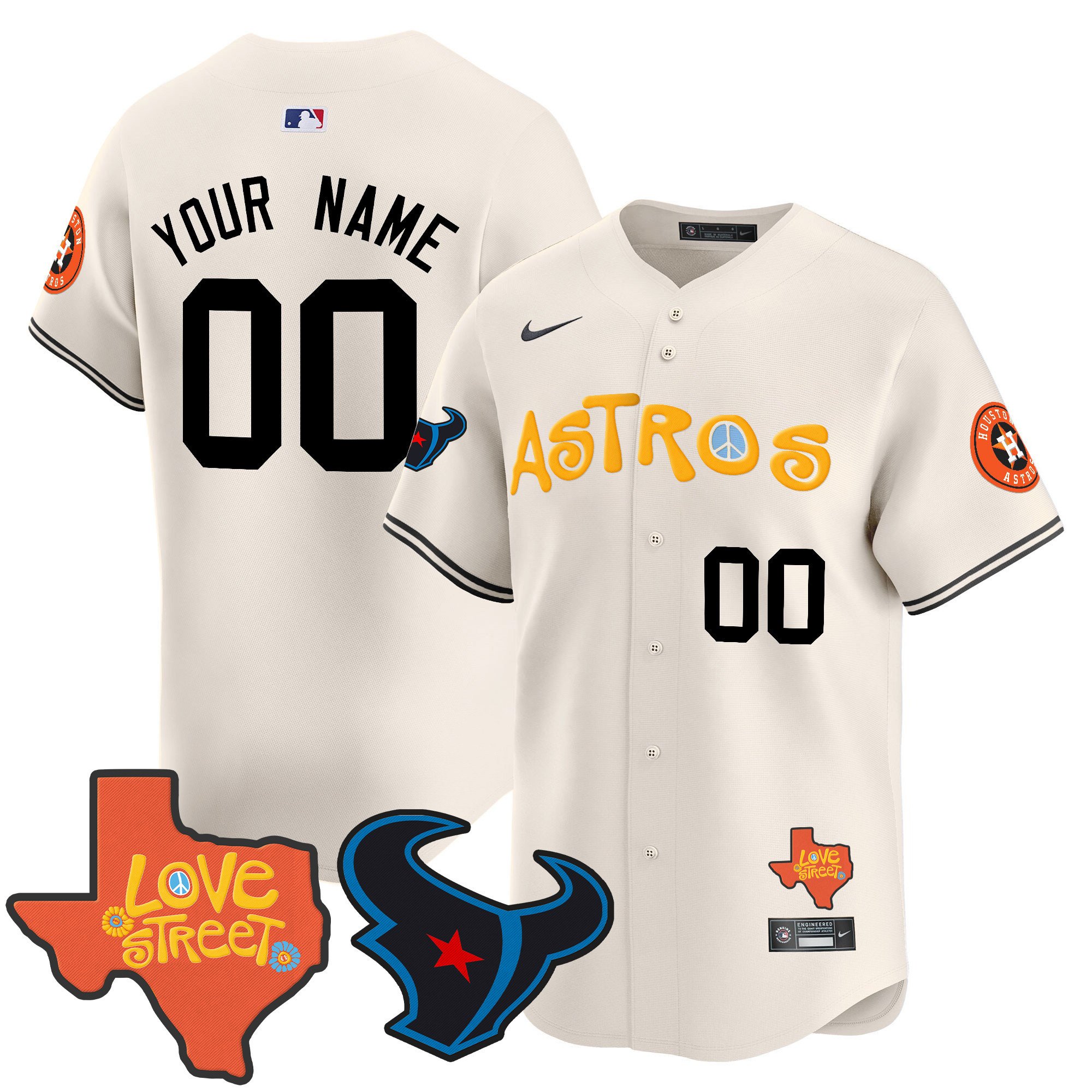 Astros Love Street & Texans Patch Vapor Premier Limited Custom Jersey - All Stitched - Image 4