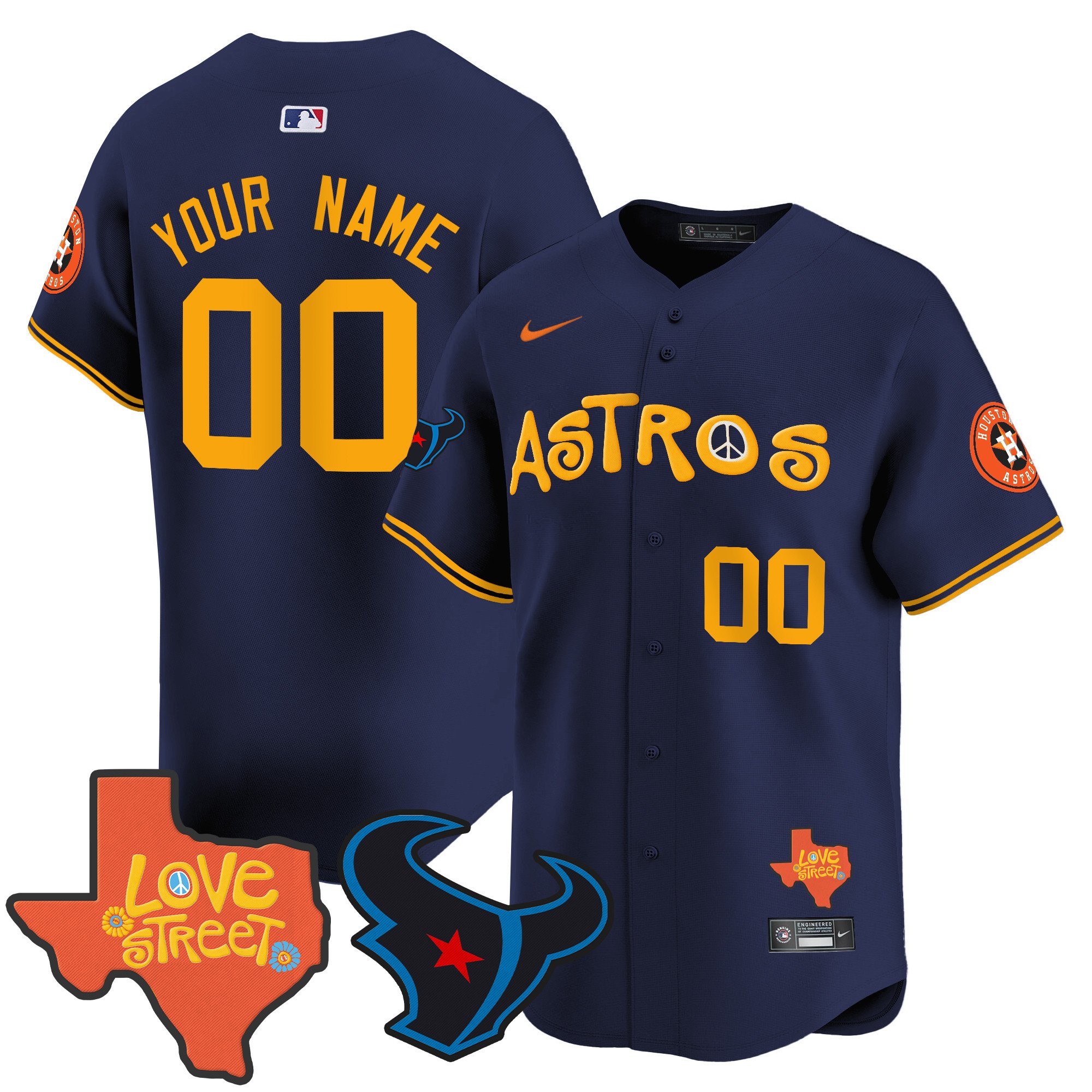 Astros Love Street & Texans Patch Vapor Premier Limited Custom Jersey - All Stitched - Image 5