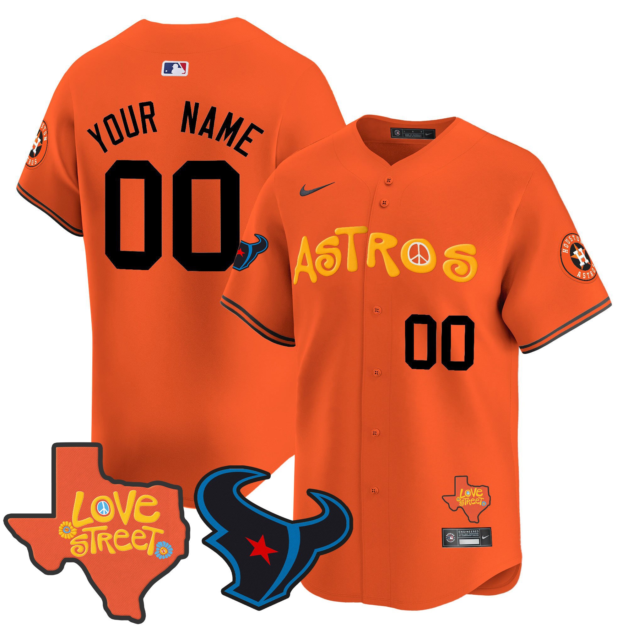 Astros Love Street & Texans Patch Vapor Premier Limited Custom Jersey - All Stitched - Image 2