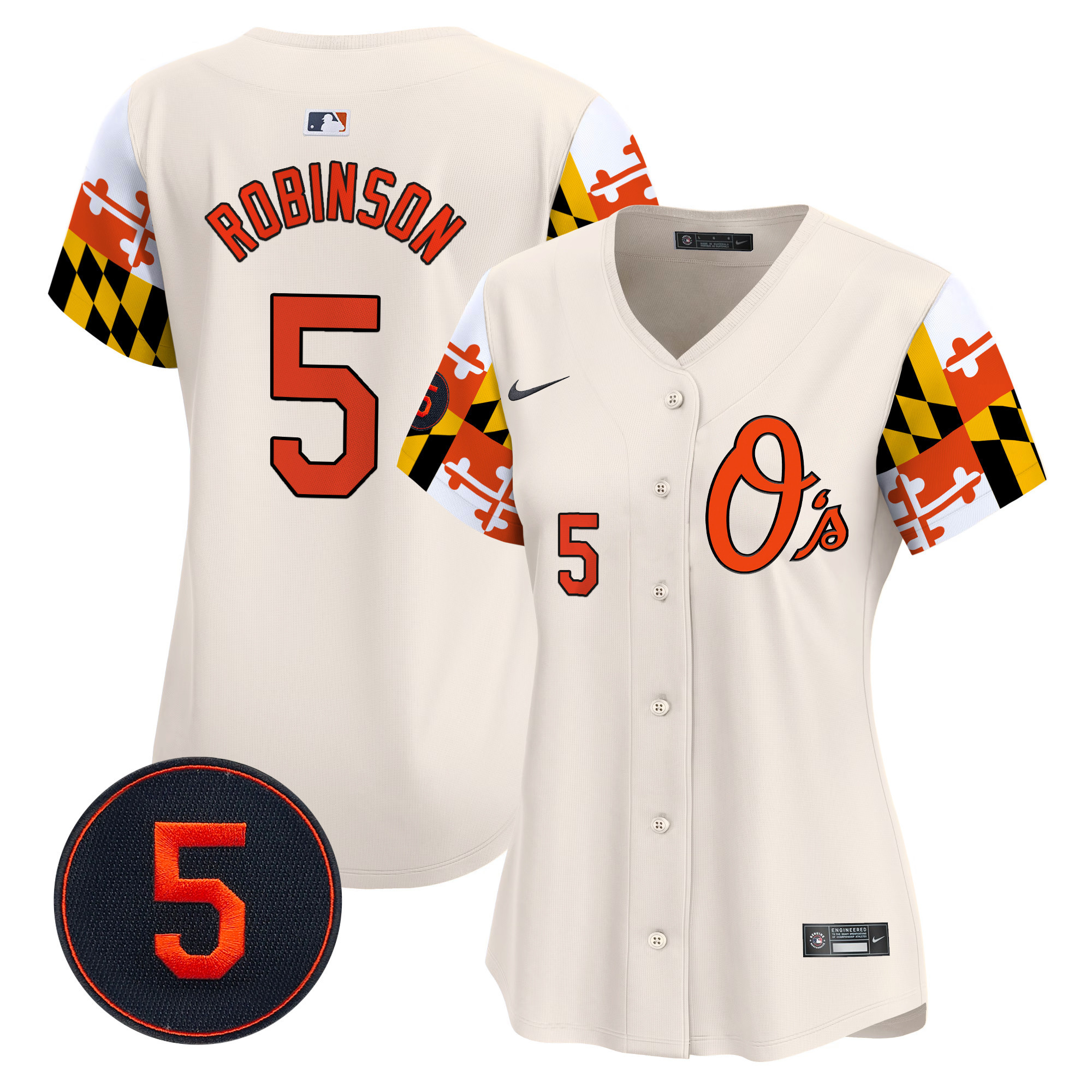 Women’s Baltimore Orioles Robinson Patch Vapor Premier Limited Jersey V5 - All Stitched - Image 2