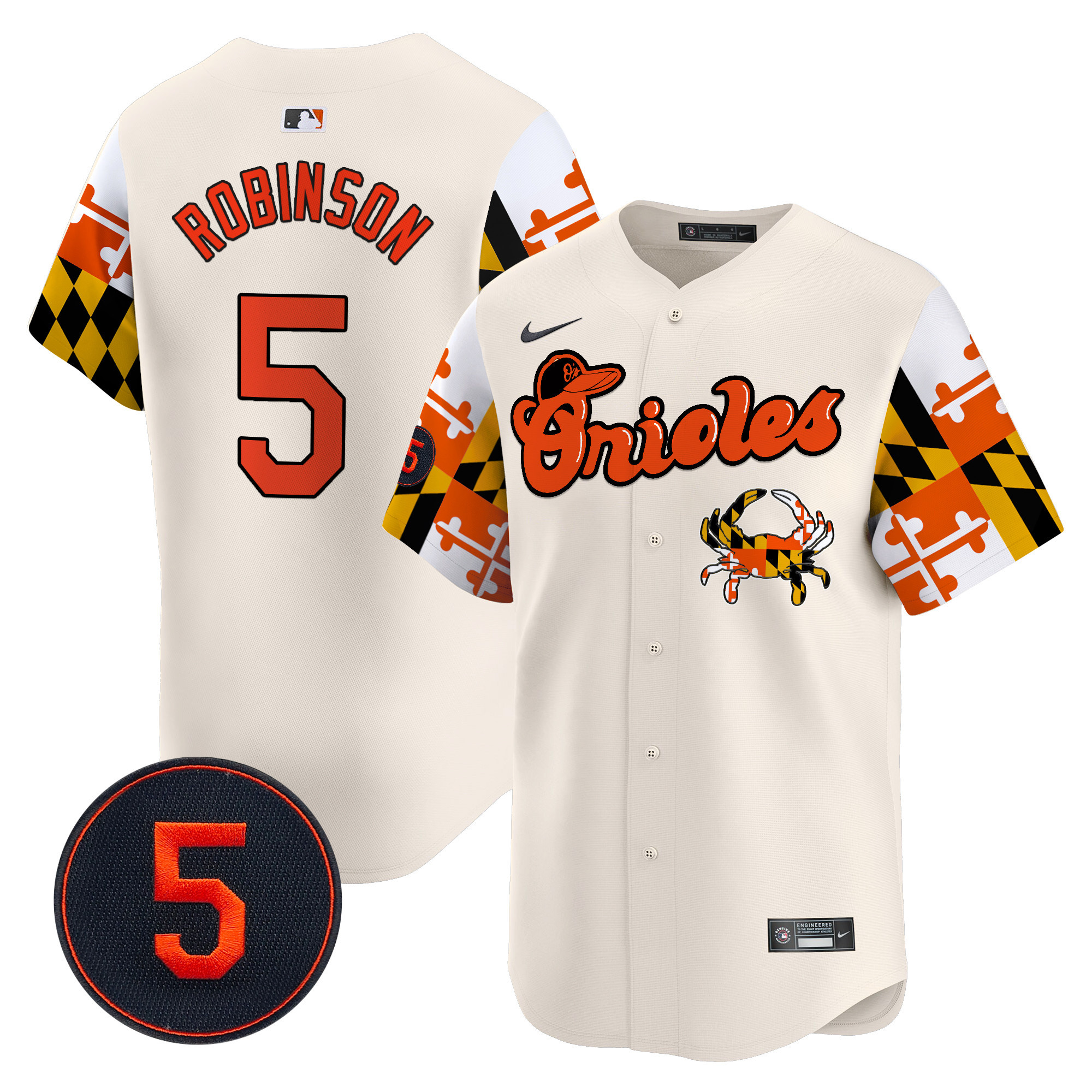 Men’s Baltimore Orioles Robinson Patch Vapor Premier Limited Jersey V7 - All Stitched - Image 2