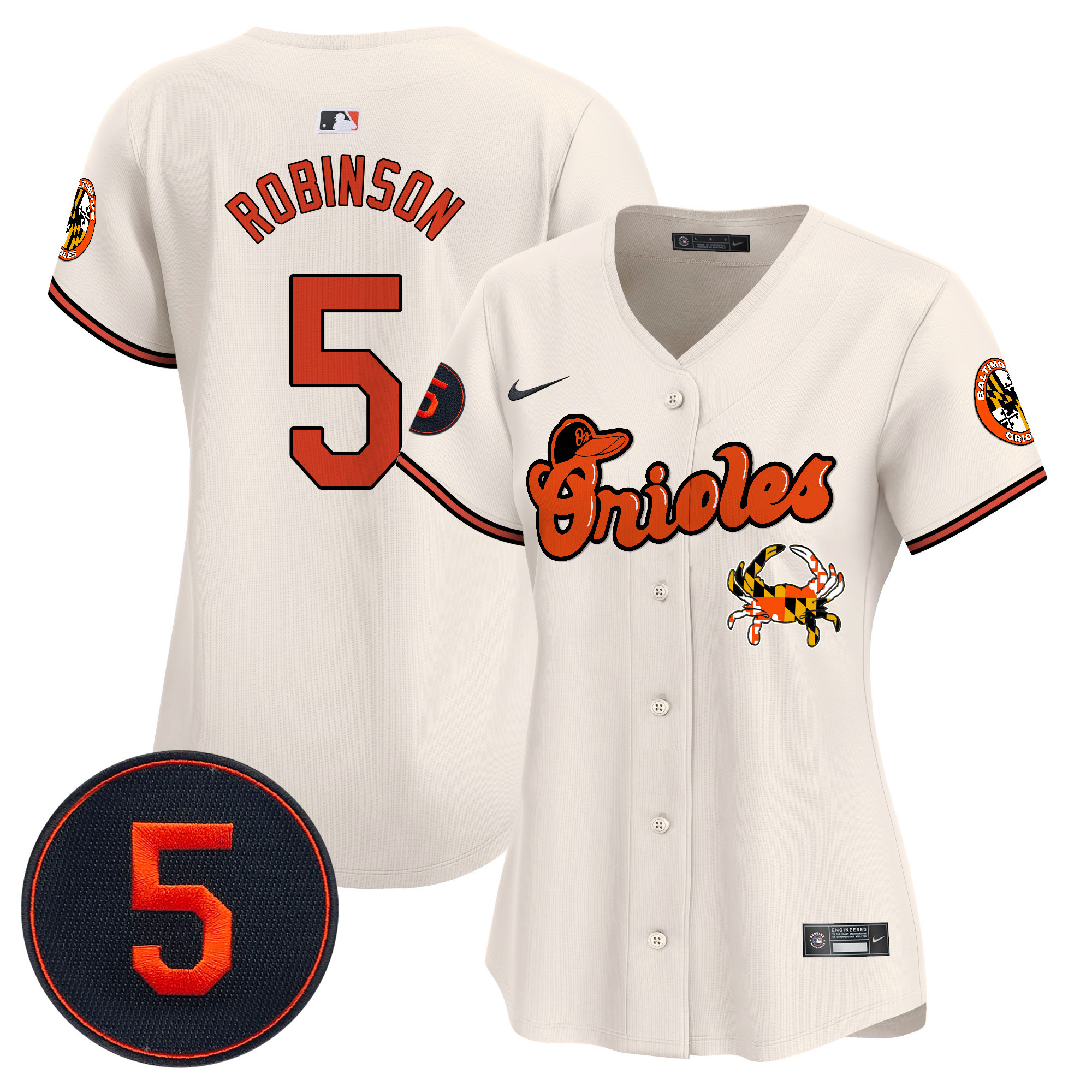 Women’s Baltimore Orioles Robinson Patch Vapor Premier Limited Jersey V6 - All Stitched - Image 2