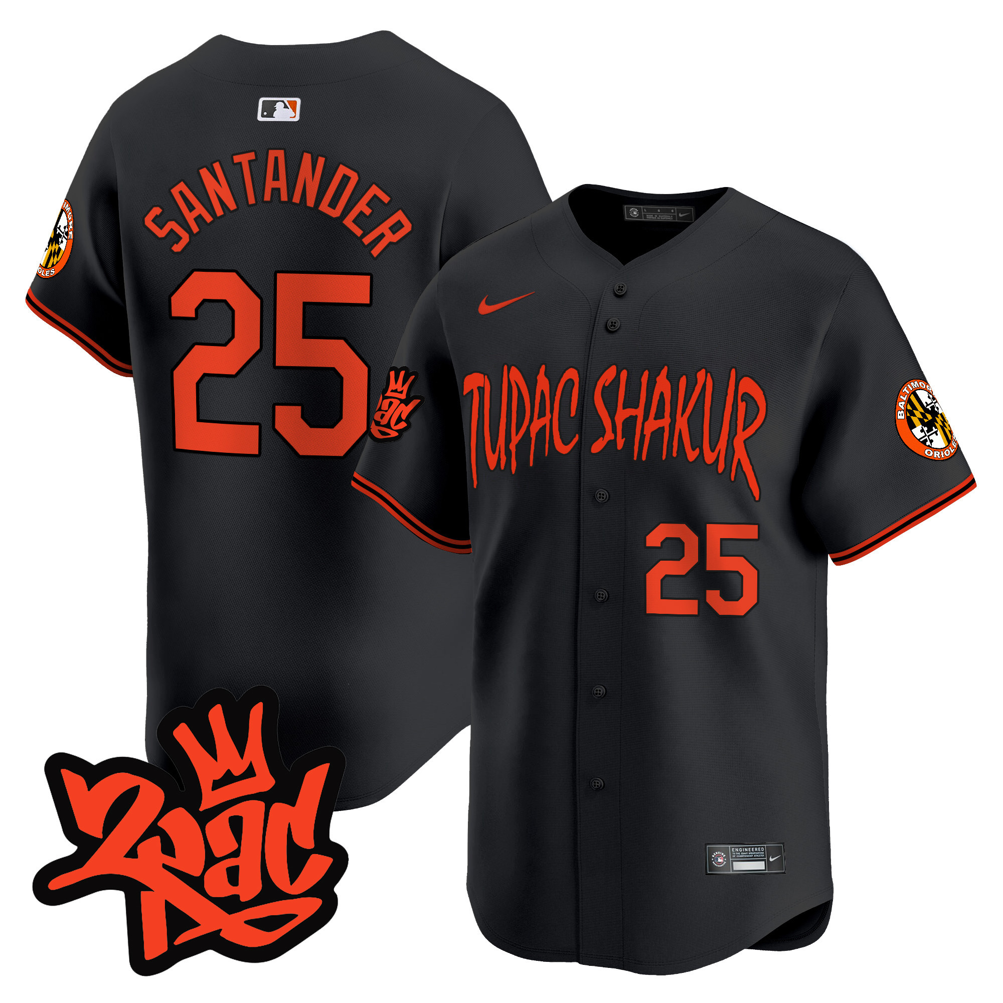 Men’s Baltimore Orioles Tupac Shakur Vapor Premier Limited Jersey - All Stitched - Image 33
