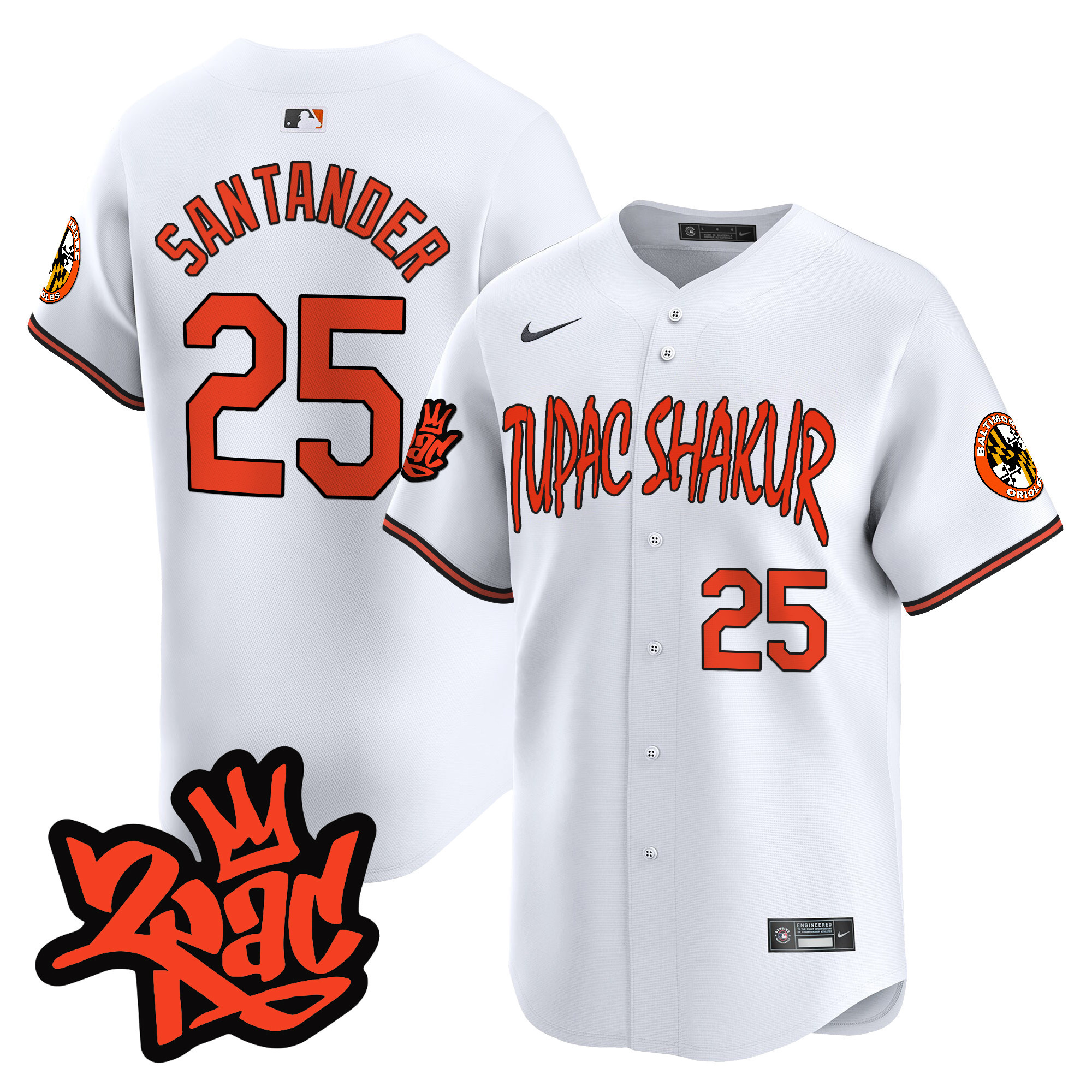Men’s Baltimore Orioles Tupac Shakur Vapor Premier Limited Jersey - All Stitched - Image 24