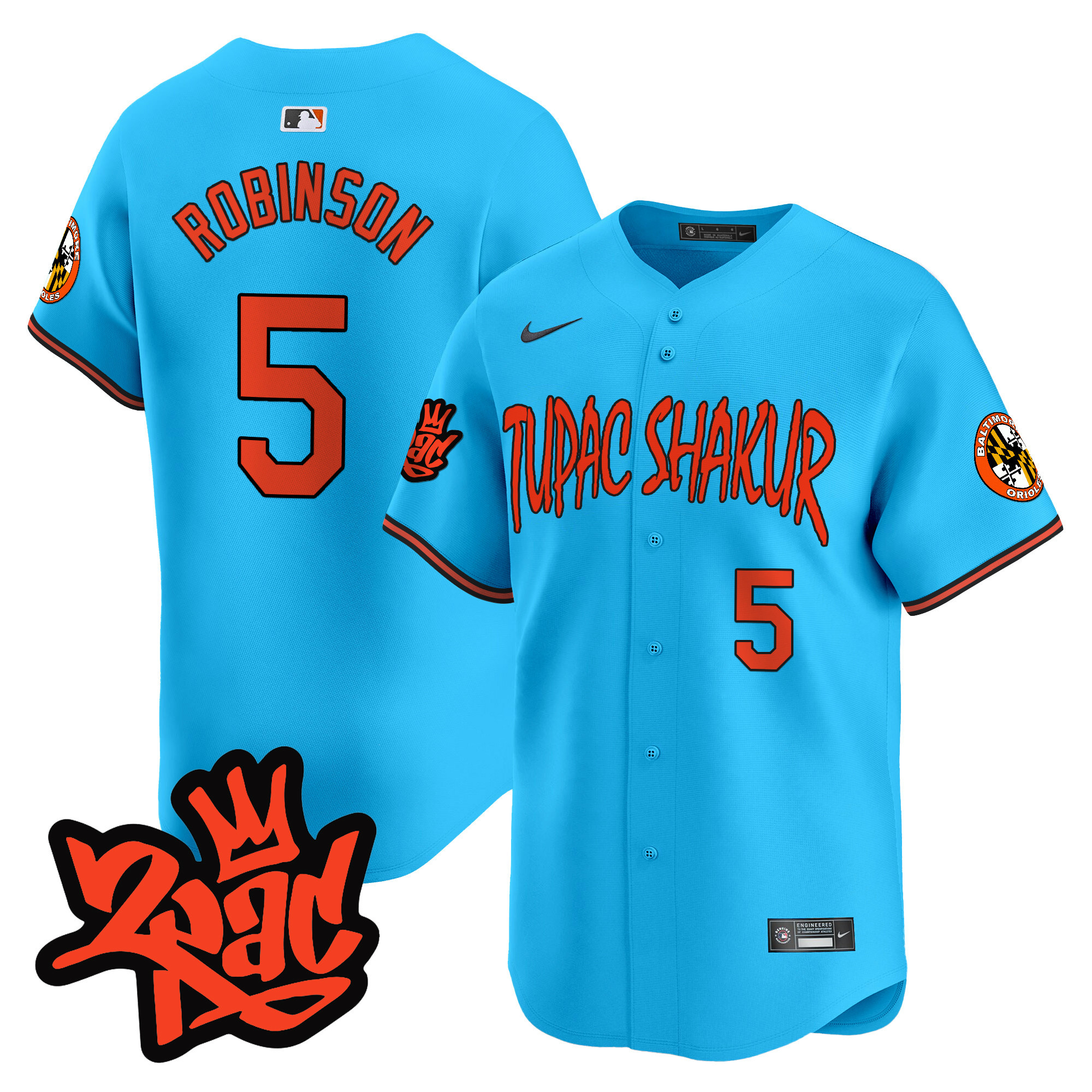 Men’s Baltimore Orioles Tupac Shakur Vapor Premier Limited Jersey - All Stitched - Image 39