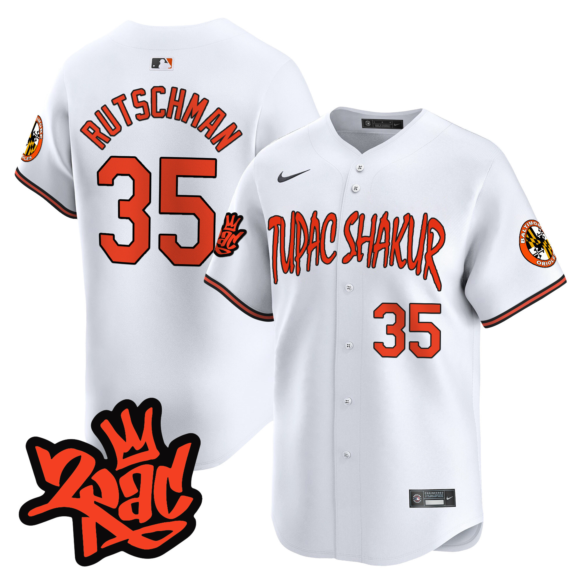 Men’s Baltimore Orioles Tupac Shakur Vapor Premier Limited Jersey - All Stitched - Image 20