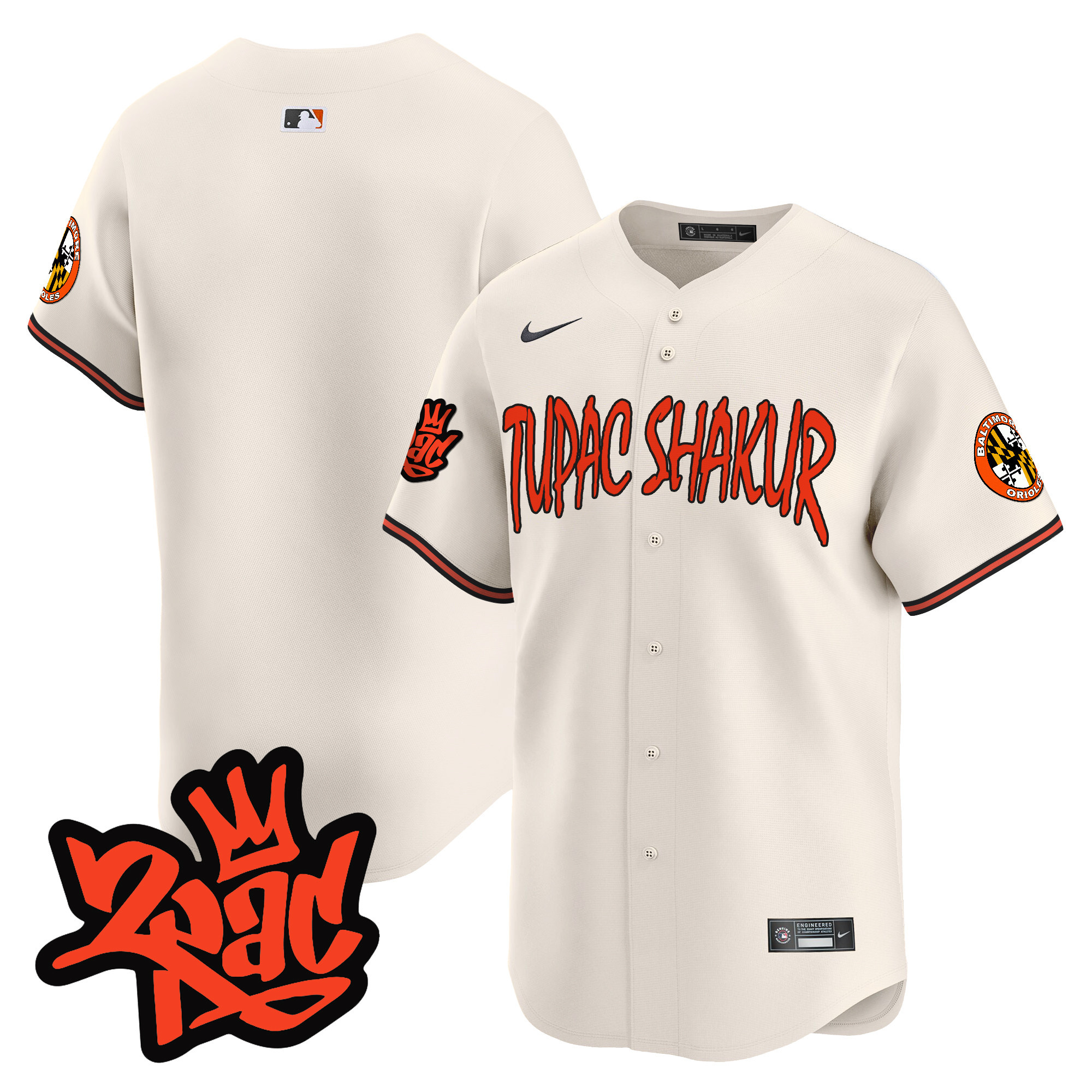 Men’s Baltimore Orioles Tupac Shakur Vapor Premier Limited Jersey - All Stitched - Image 9