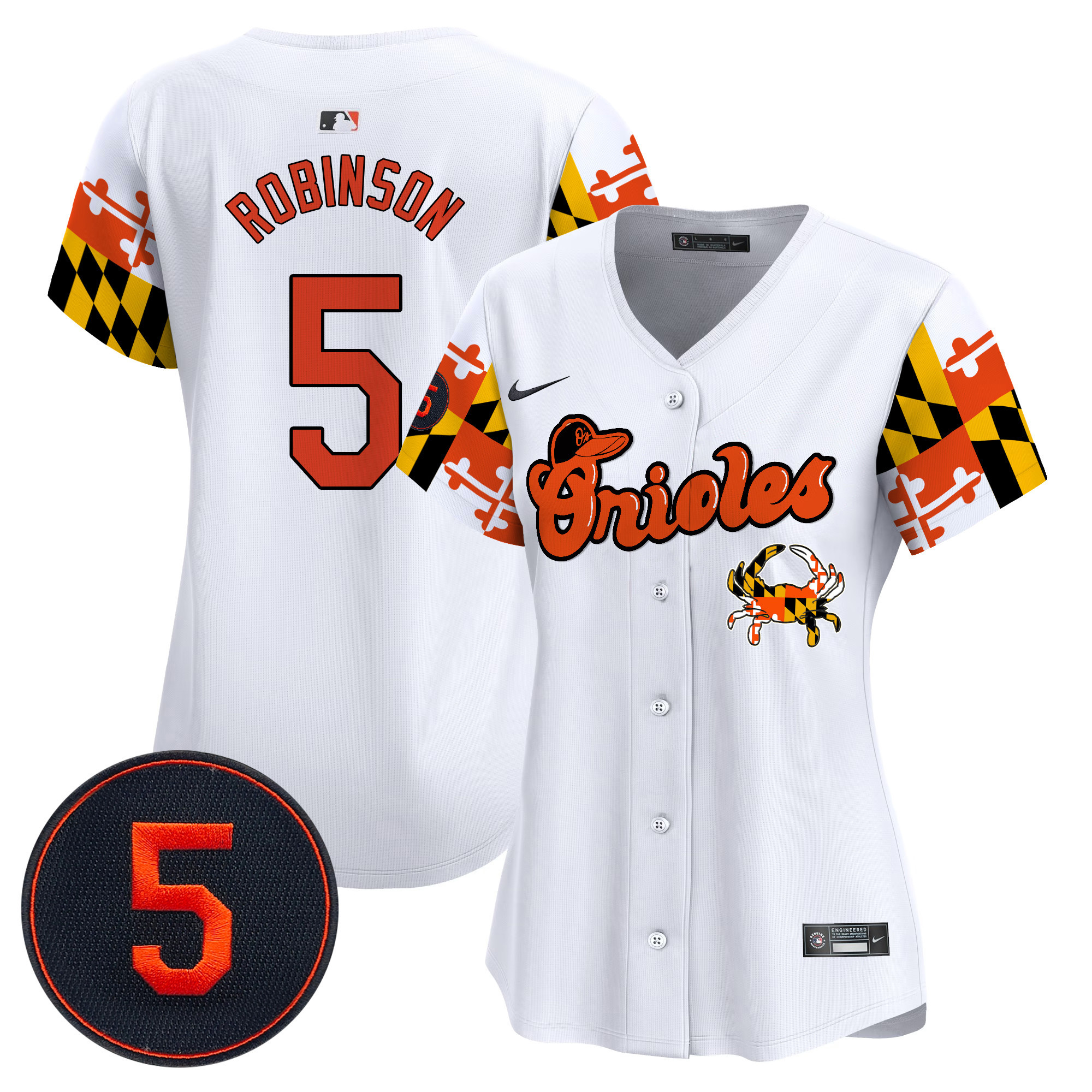 Women’s Baltimore Orioles Robinson Patch Vapor Premier Limited Jersey V7 - All Stitched - Image 10