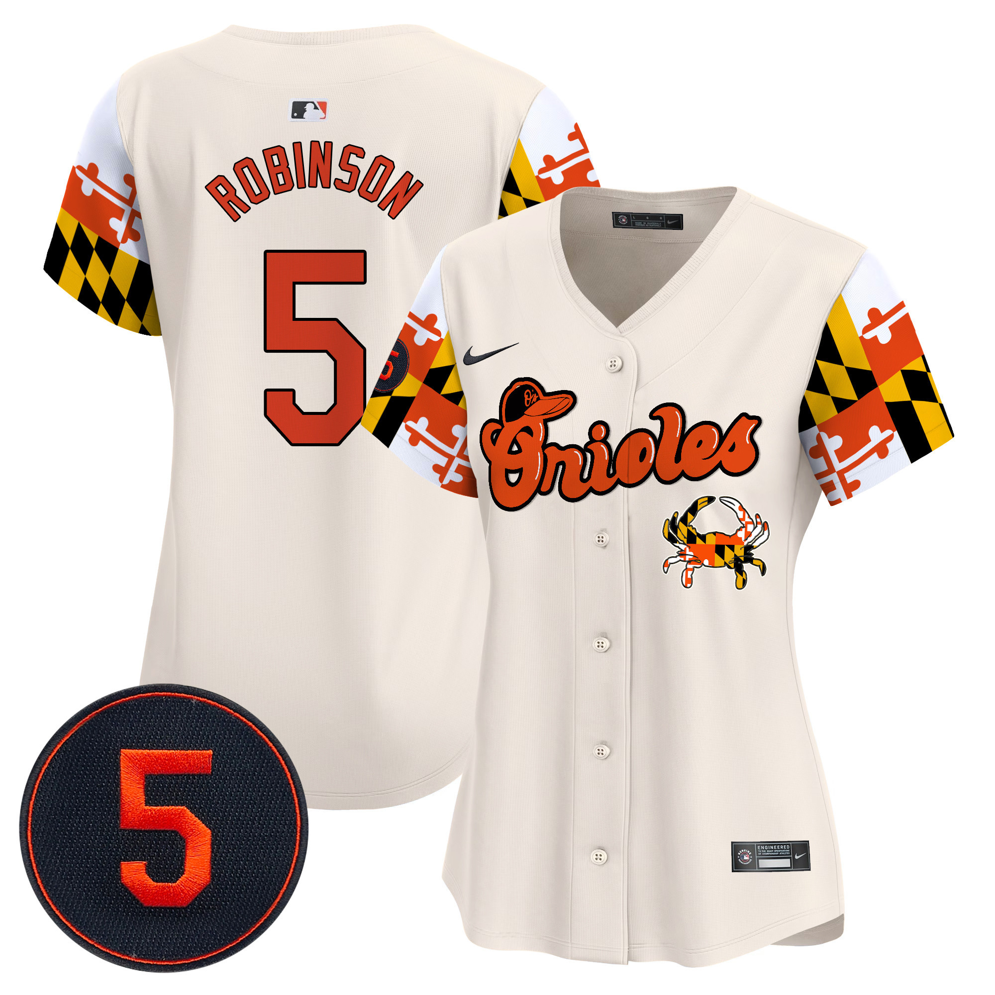 Women’s Baltimore Orioles Robinson Patch Vapor Premier Limited Jersey V7 - All Stitched - Image 2