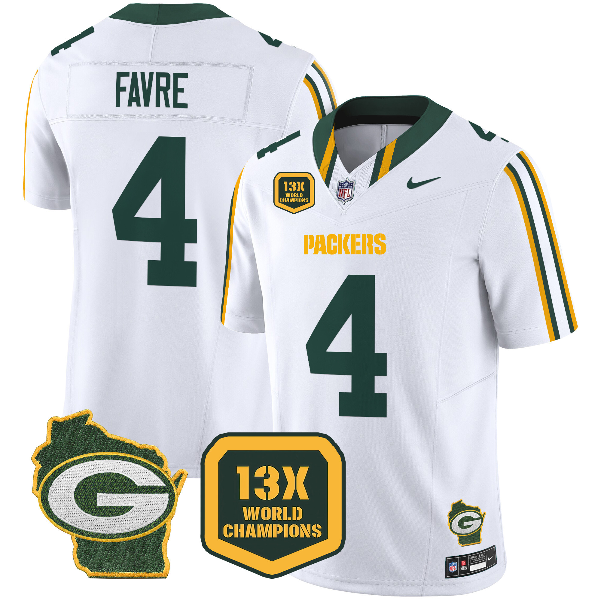 Men's Packers 13 Time World Champions & Home Patch Vapor Limited Jersey – All Stitched - Image 27