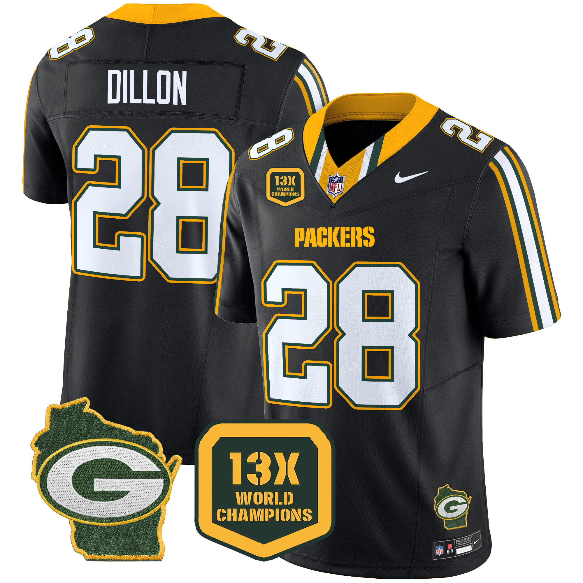 Men's Packers 13 Time World Champions & Home Patch Vapor Limited Jersey – All Stitched - Image 31