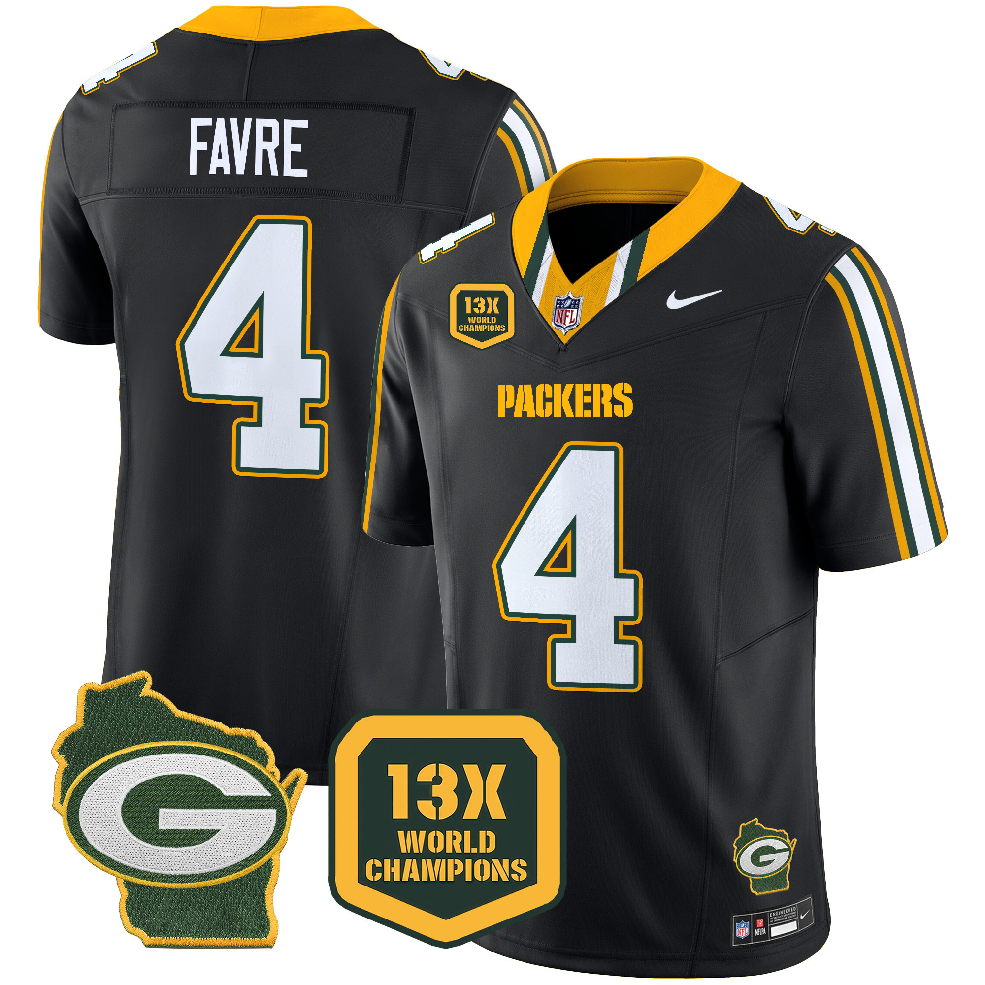 Men's Packers 13 Time World Champions & Home Patch Vapor Limited Jersey – All Stitched - Image 34