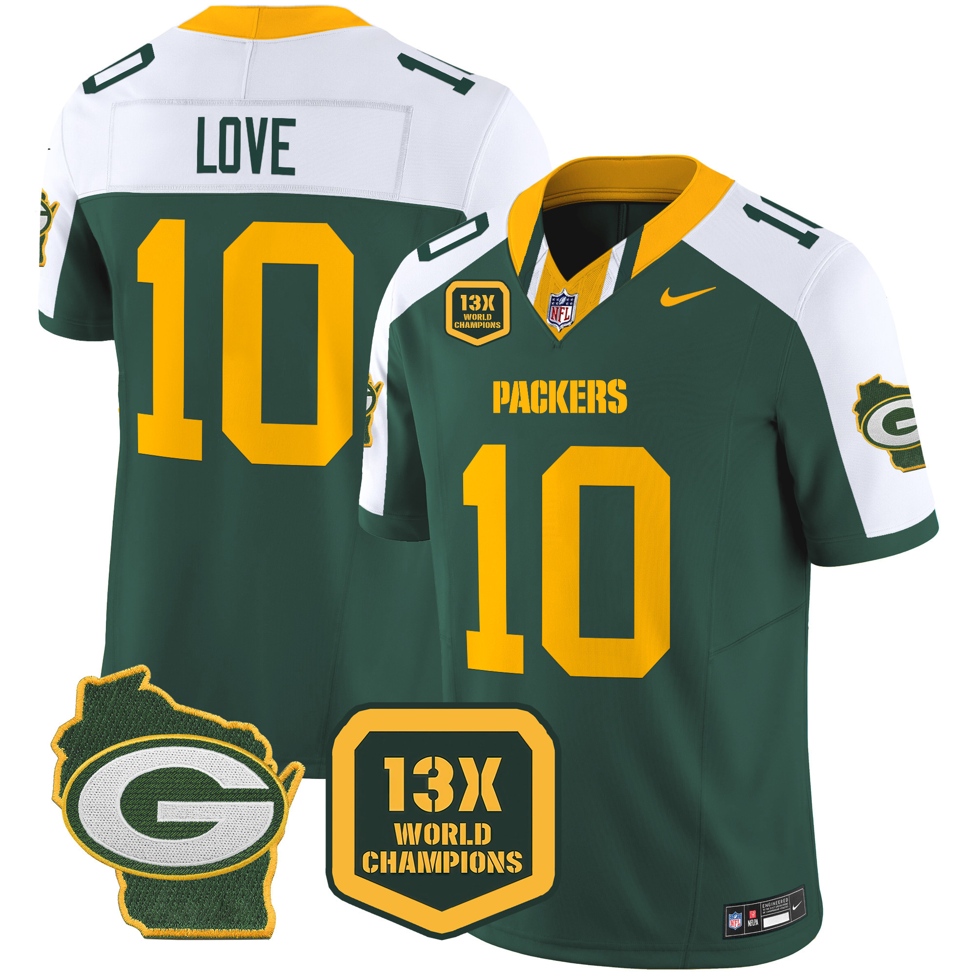 Men's Packers 13 Time World Champions & Home Patch Vapor Limited Jersey – All Stitched - Image 8