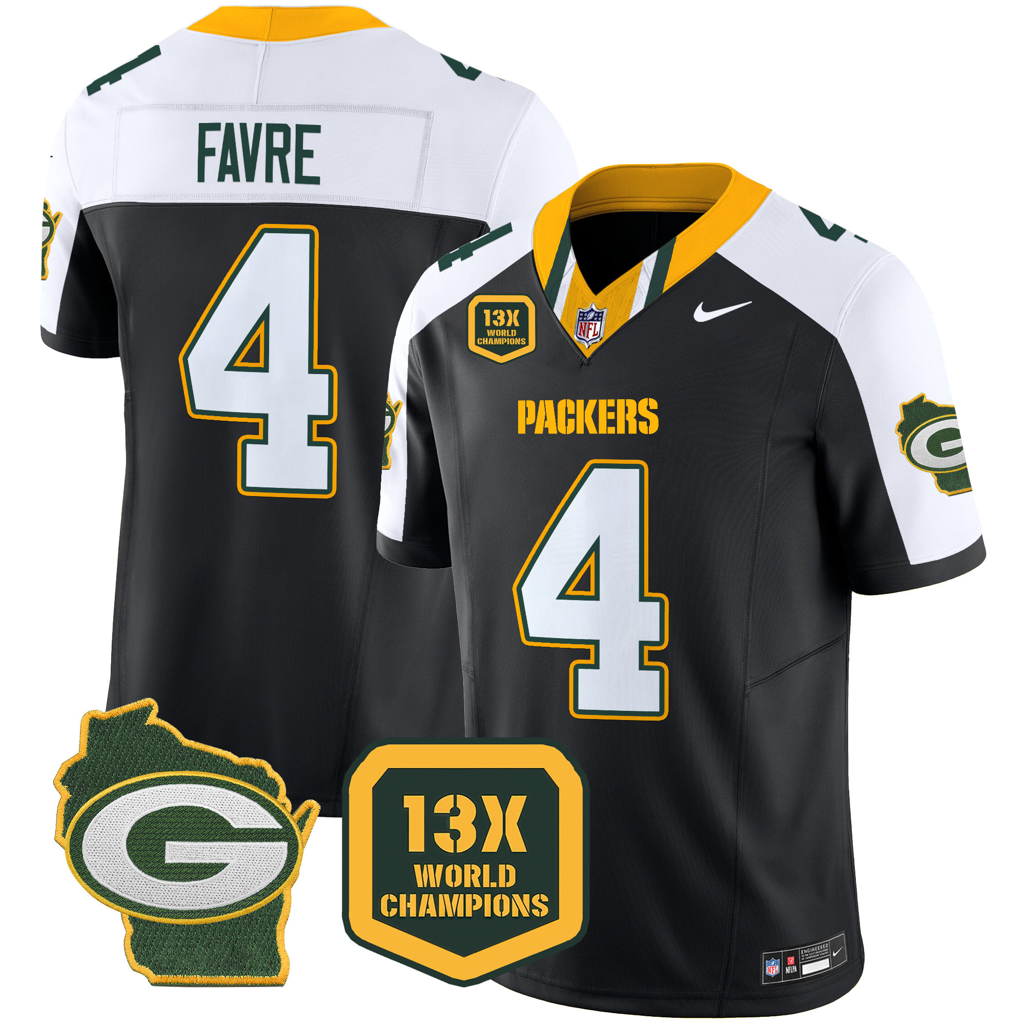 Men's Packers 13 Time World Champions & Home Patch Vapor Limited Jersey – All Stitched - Image 6