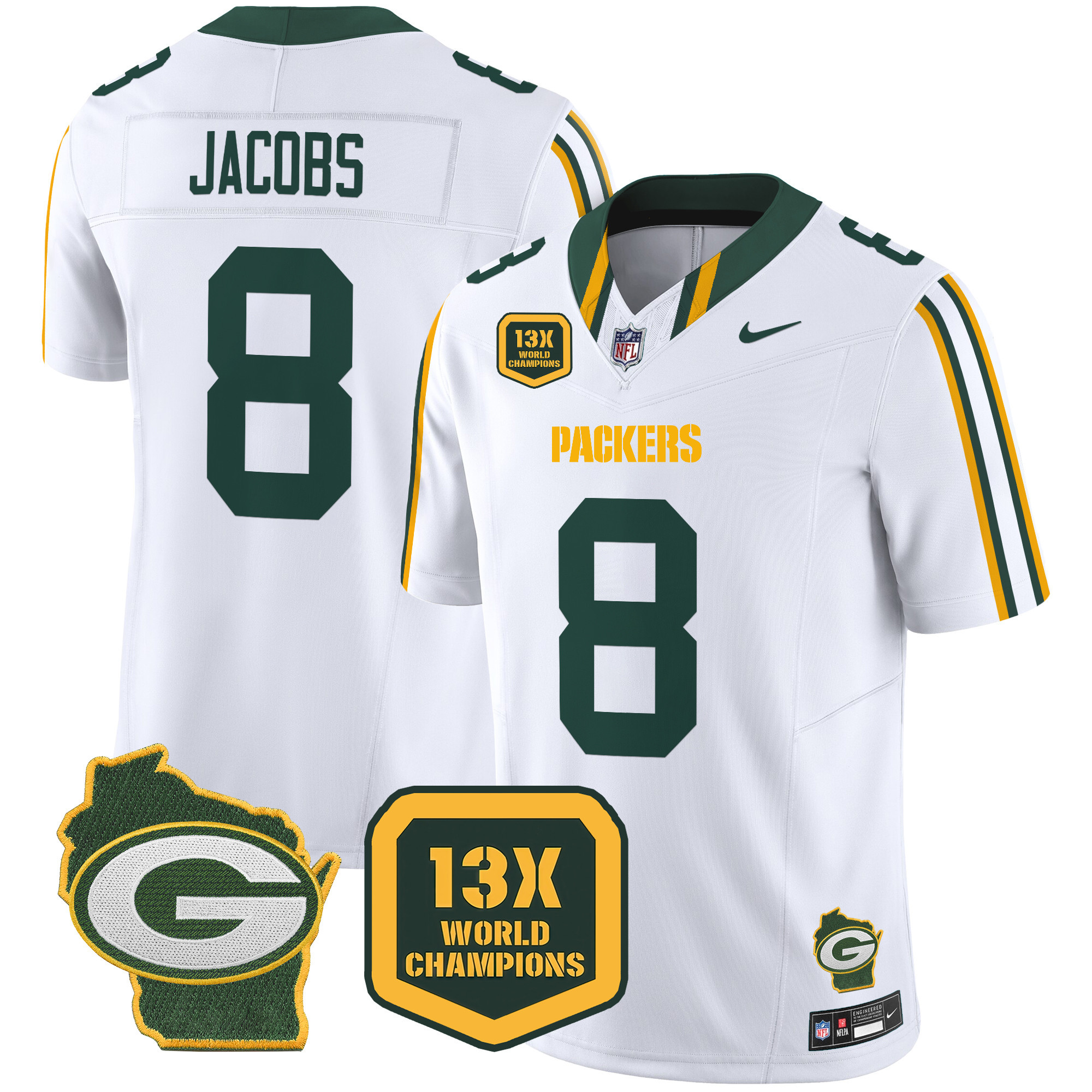 Men's Packers 13 Time World Champions & Home Patch Vapor Limited Jersey – All Stitched - Image 23