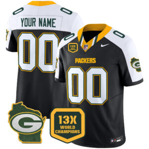 Packers 13 Time World Champions & Home Patch Vapor Limited Custom Jersey – All Stitched