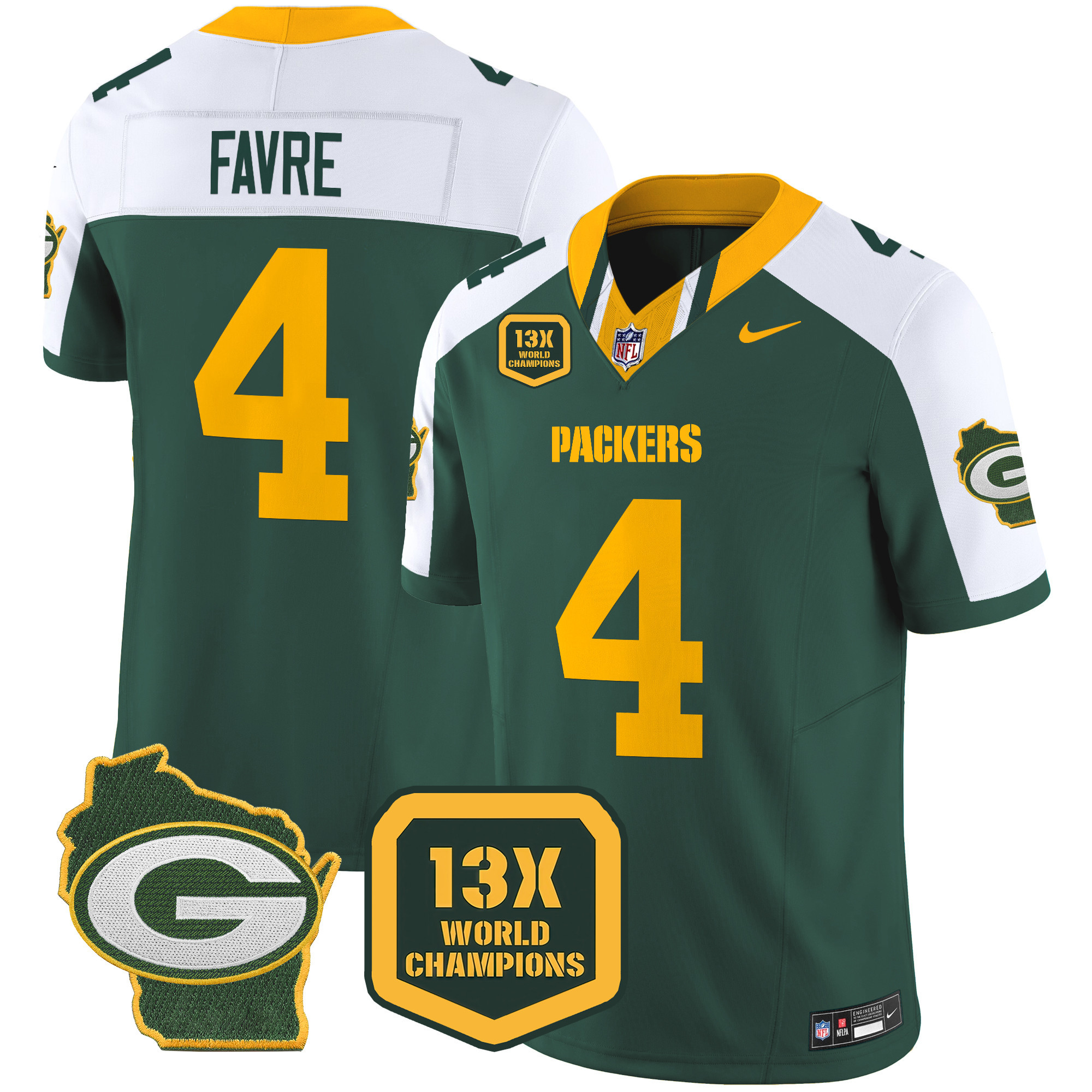 Men's Packers 13 Time World Champions & Home Patch Vapor Limited Jersey – All Stitched - Image 13