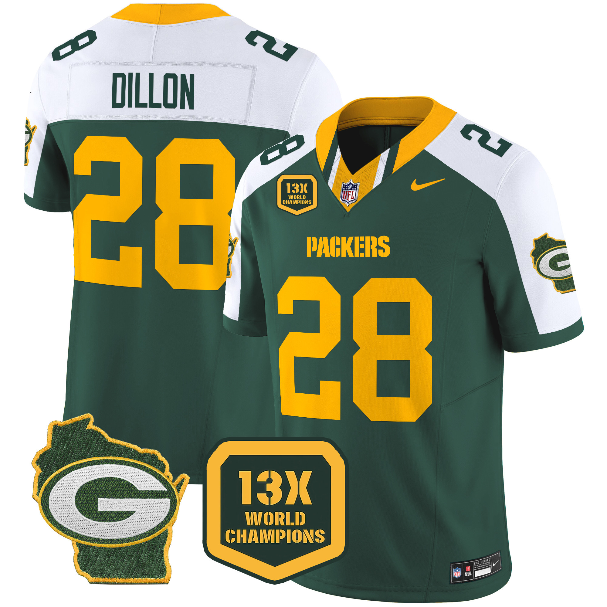 Men's Packers 13 Time World Champions & Home Patch Vapor Limited Jersey – All Stitched - Image 10