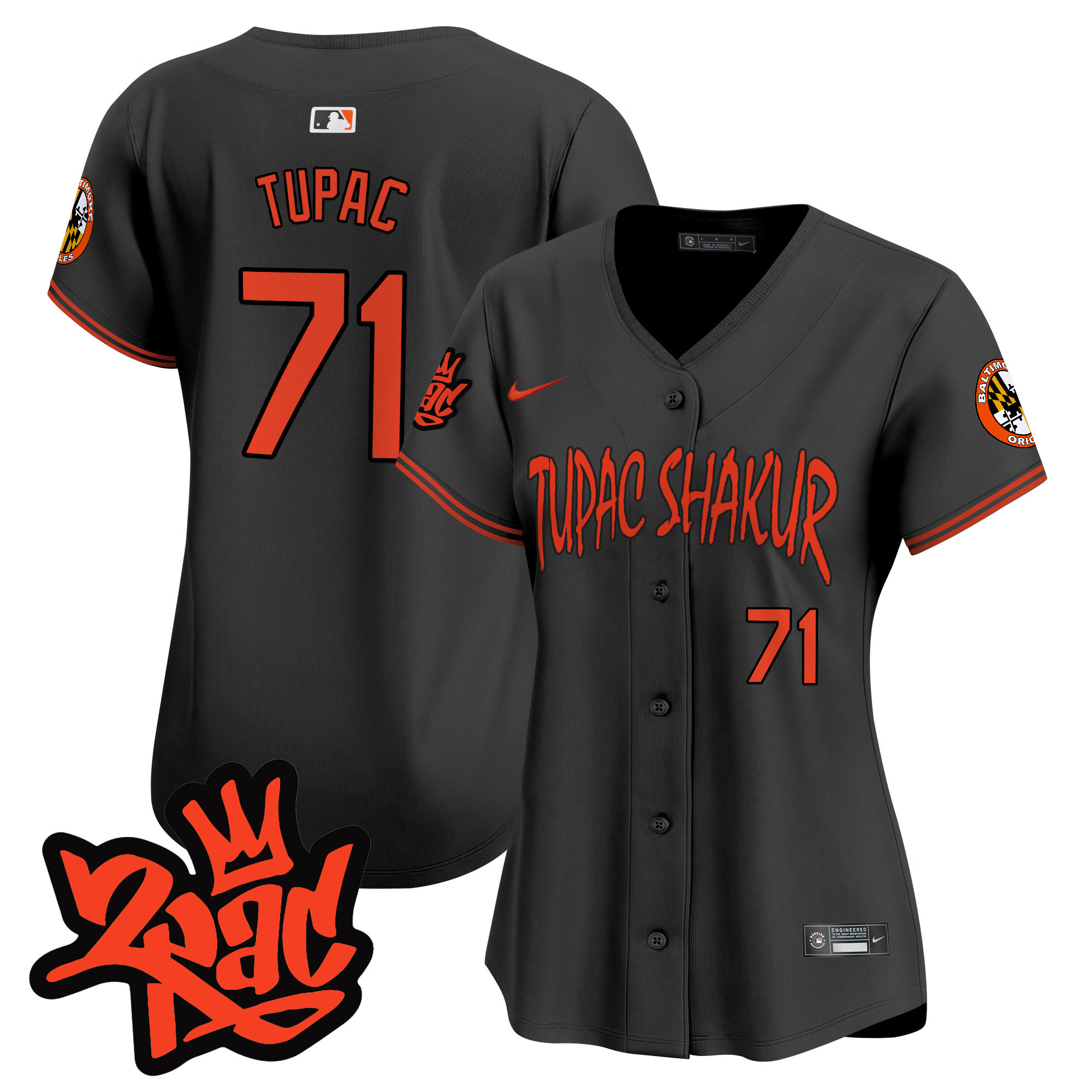 Women’s Baltimore Orioles Tupac Shakur Vapor Premier Limited Jersey - All Stitched - Image 19