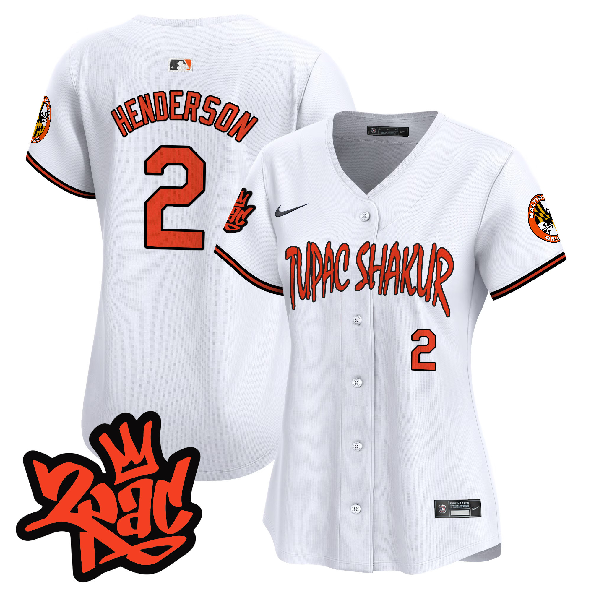 Women’s Baltimore Orioles Tupac Shakur Vapor Premier Limited Jersey - All Stitched - Image 17
