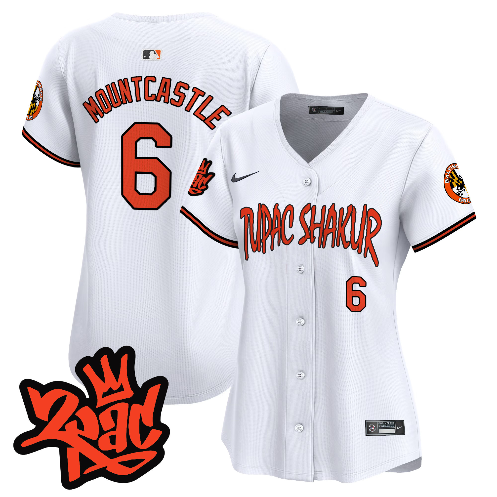 Women’s Baltimore Orioles Tupac Shakur Vapor Premier Limited Jersey - All Stitched - Image 13