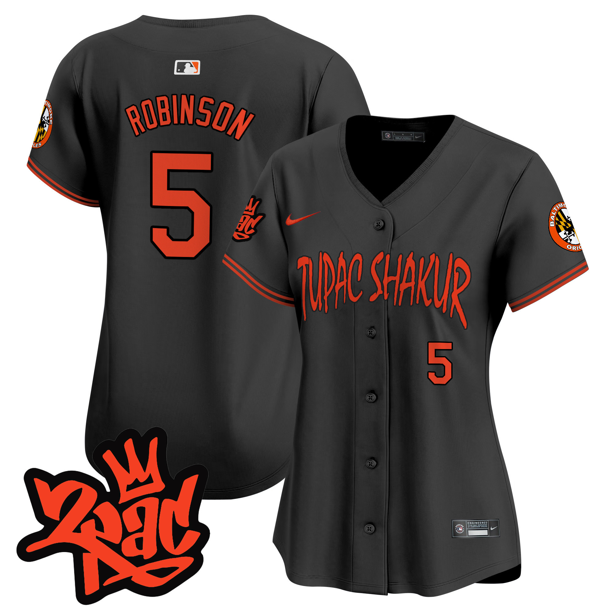 Women’s Baltimore Orioles Tupac Shakur Vapor Premier Limited Jersey - All Stitched - Image 21