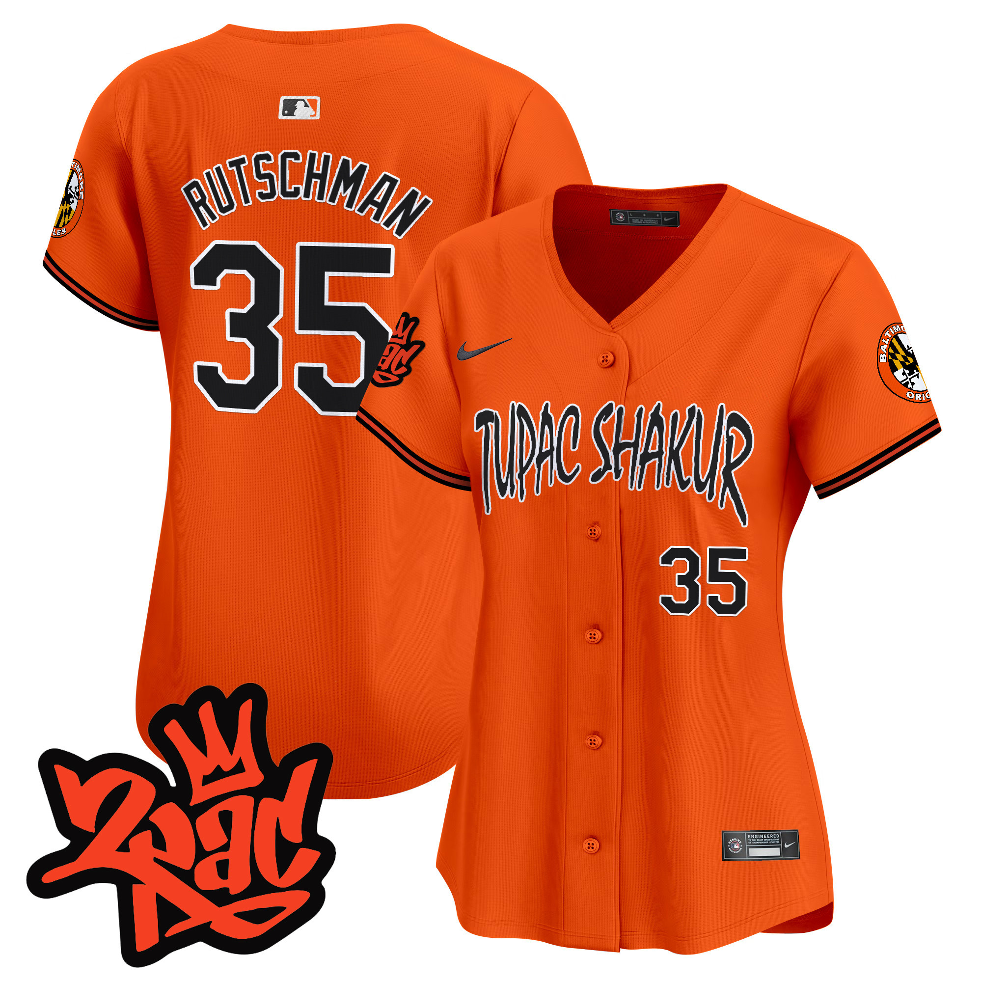 Women’s Baltimore Orioles Tupac Shakur Vapor Premier Limited Jersey - All Stitched - Image 29