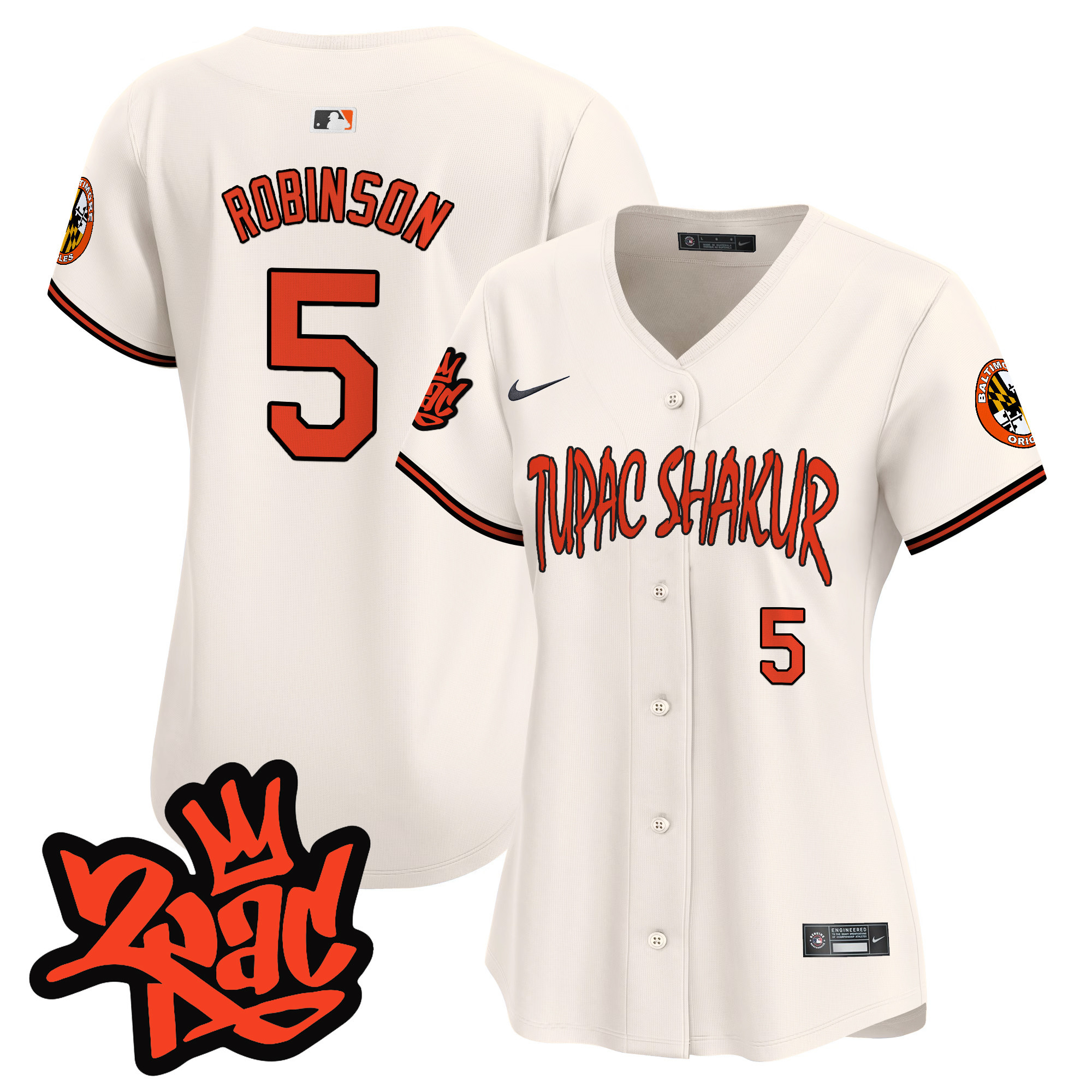 Women’s Baltimore Orioles Tupac Shakur Vapor Premier Limited Jersey - All Stitched - Image 3