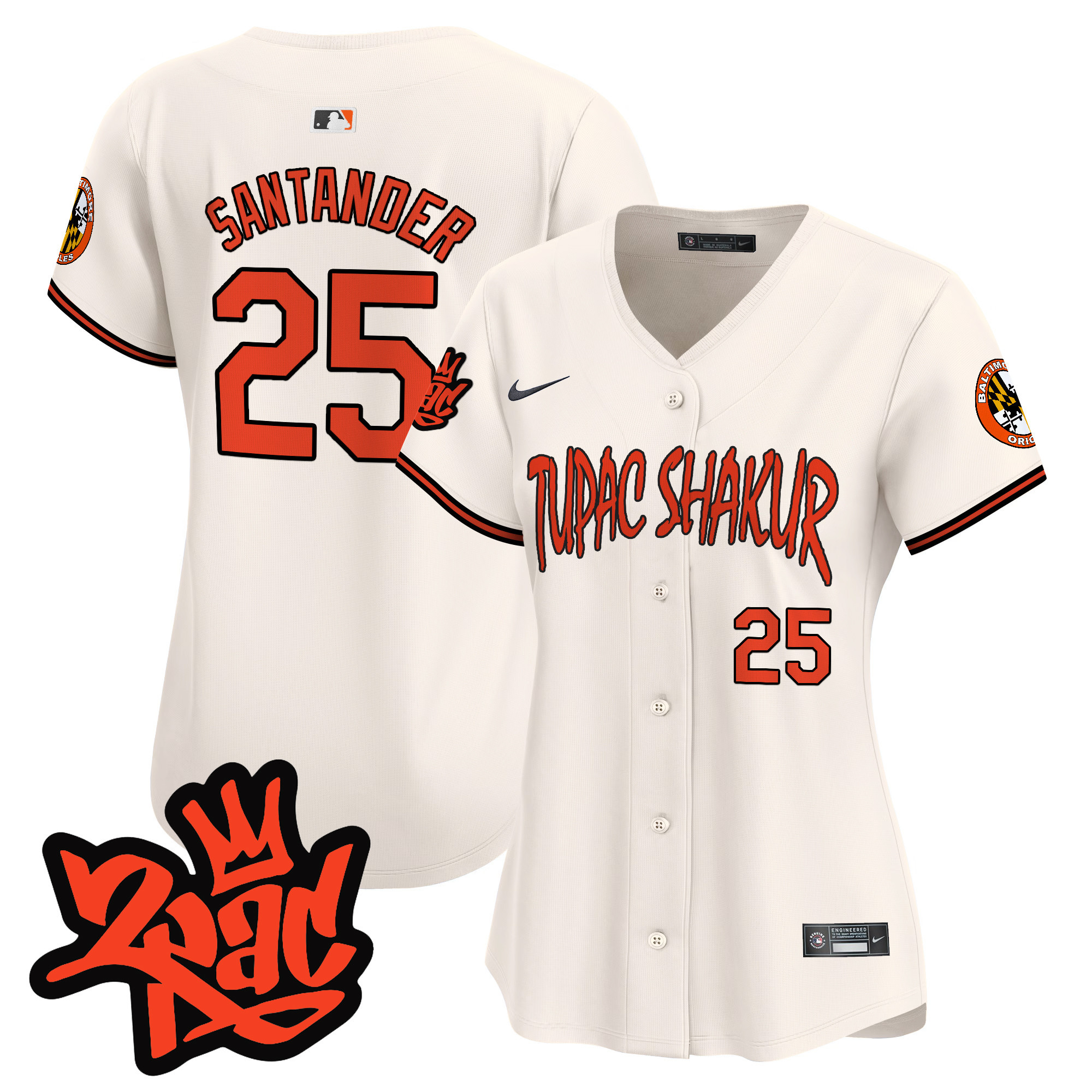 Women’s Baltimore Orioles Tupac Shakur Vapor Premier Limited Jersey - All Stitched - Image 6