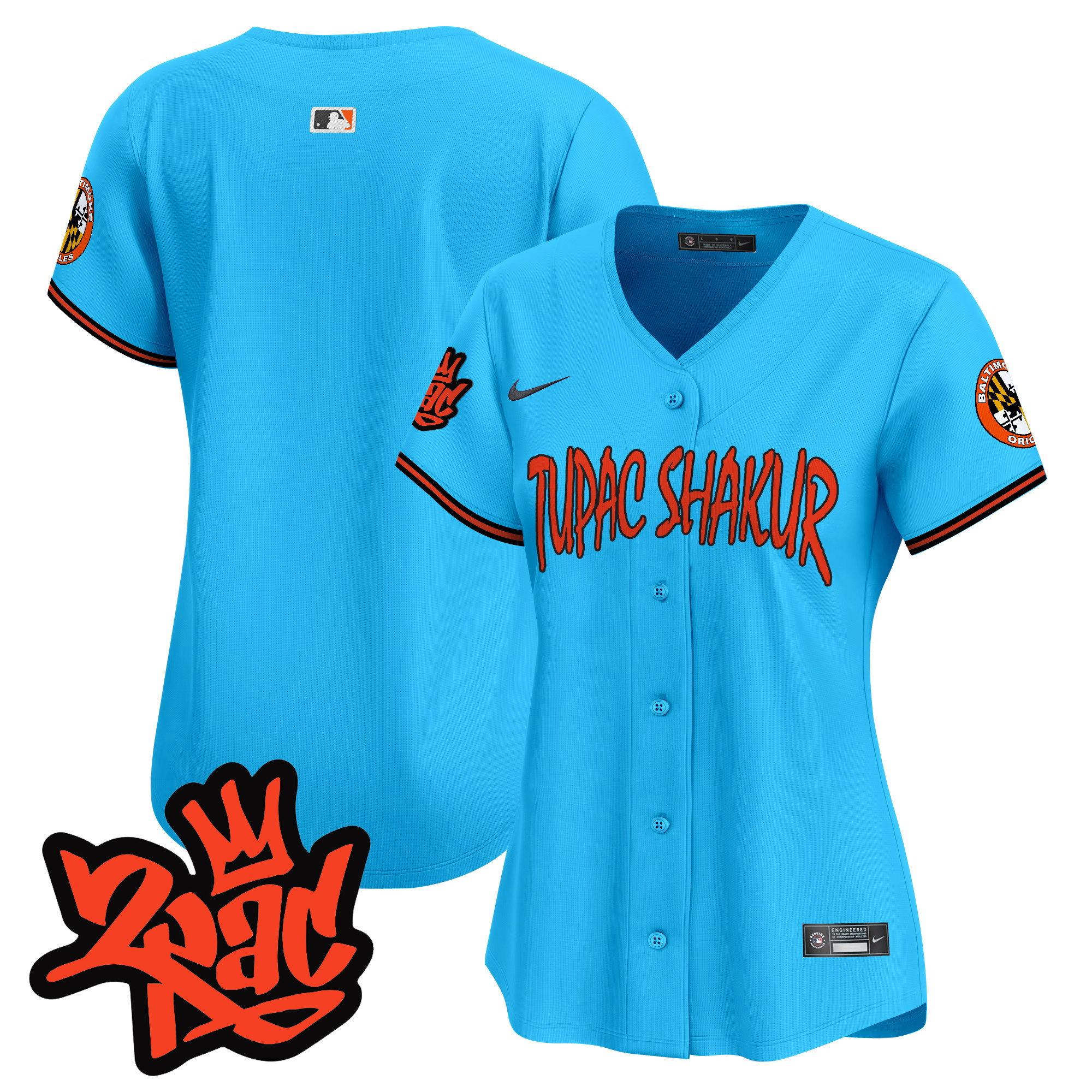 Women’s Baltimore Orioles Tupac Shakur Vapor Premier Limited Jersey - All Stitched - Image 45