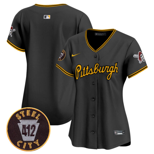 Women's Pittsburgh Pirates 412 Patch Vapor Premier Limited Jersey V4 - All Stitched - Image 12