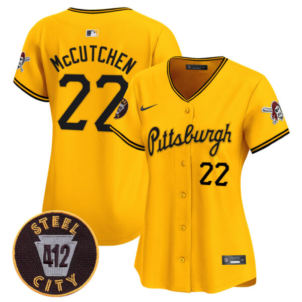 Women's Pittsburgh Pirates 412 Patch Vapor Premier Limited Jersey V4 - All Stitched - Image 20