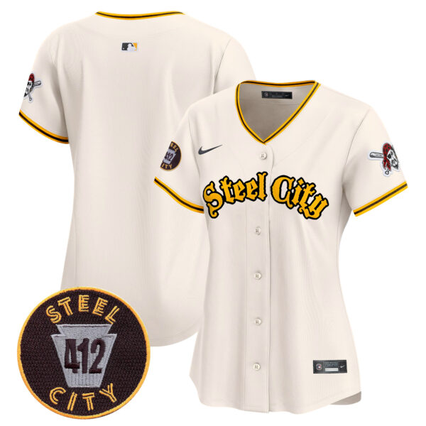 Women's Pittsburgh Pirates 412 Patch Vapor Premier Limited Jersey V5 - All Stitched - Image 30