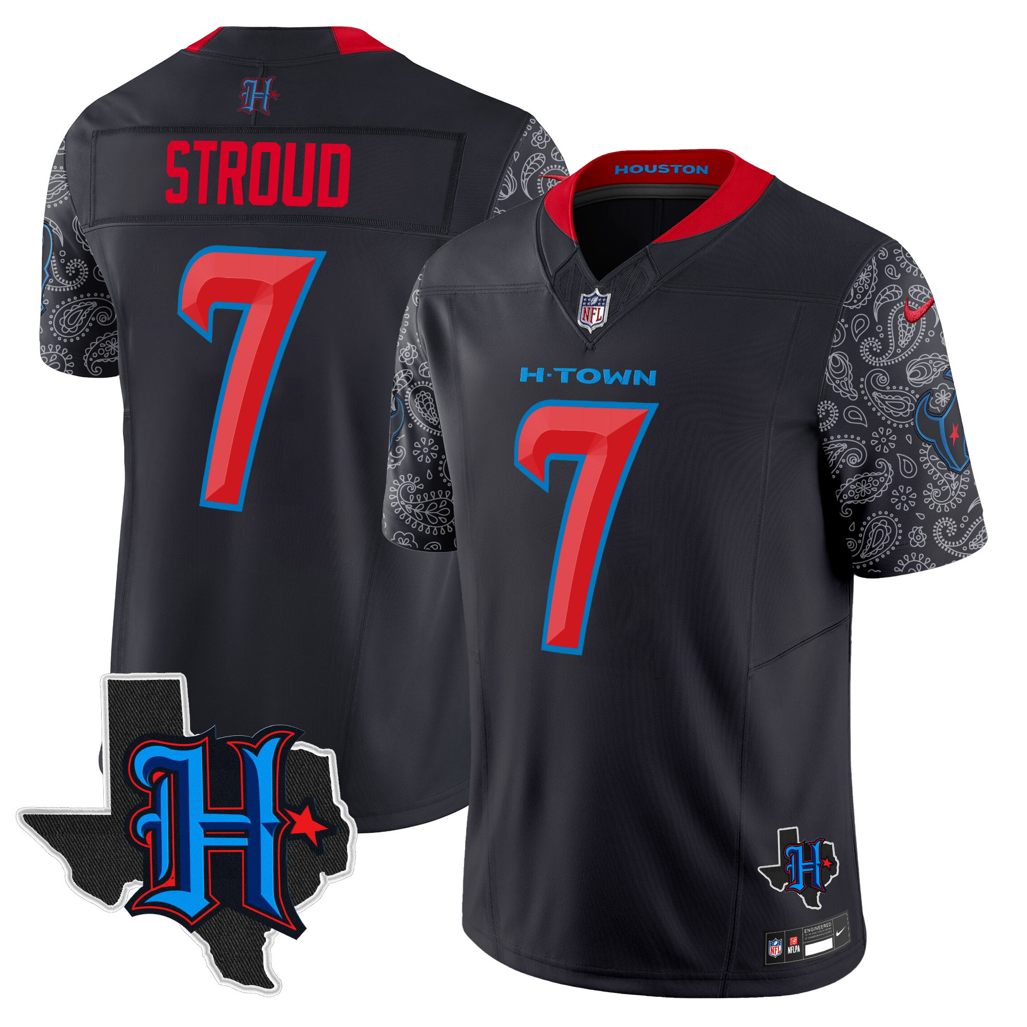 Men's Houston Texans 2024 Texas Patch Vapor Limited Jersey V4 - All Stitched - Image 9