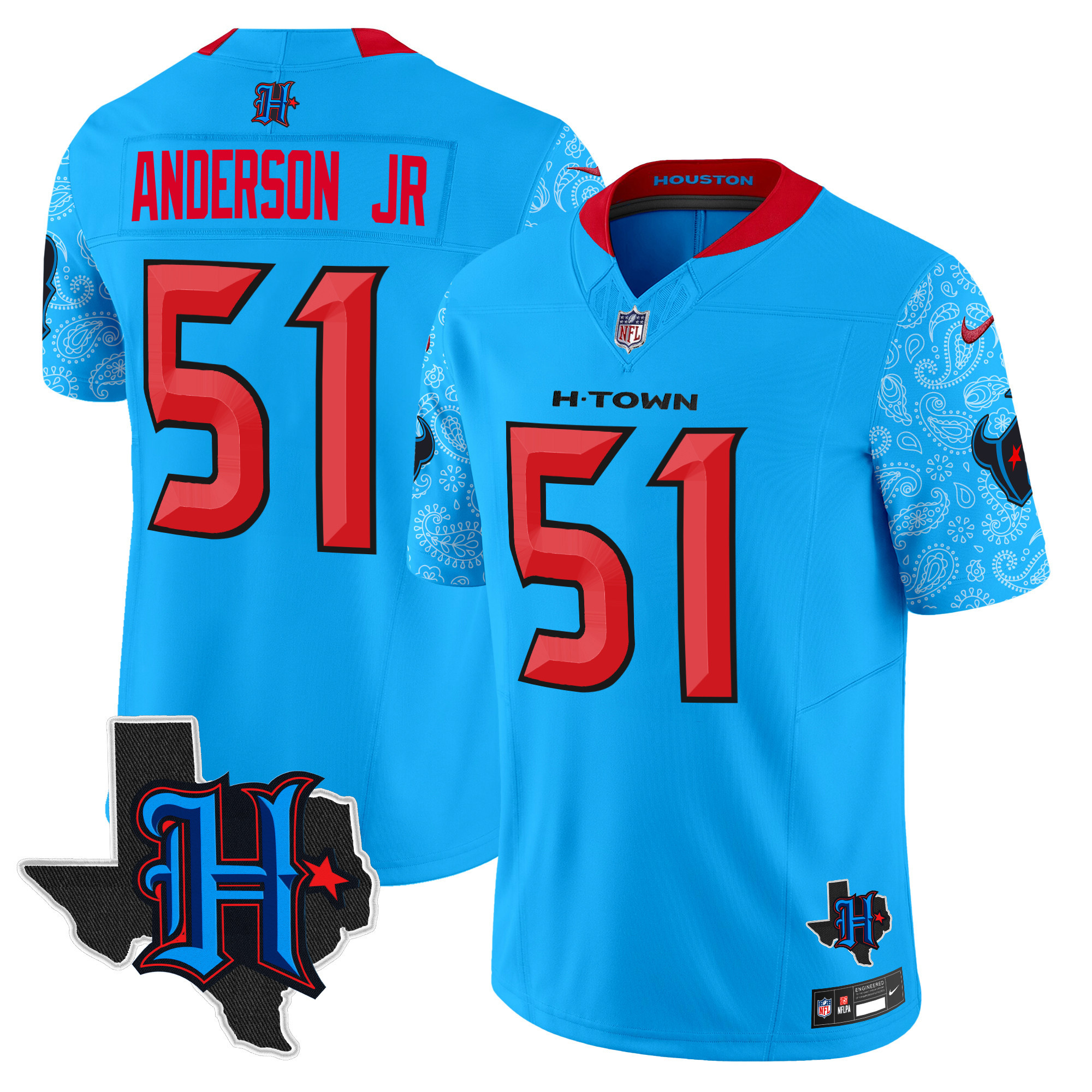 Men's Houston Texans 2024 Texas Patch Vapor Limited Jersey V4 - All Stitched - Image 7