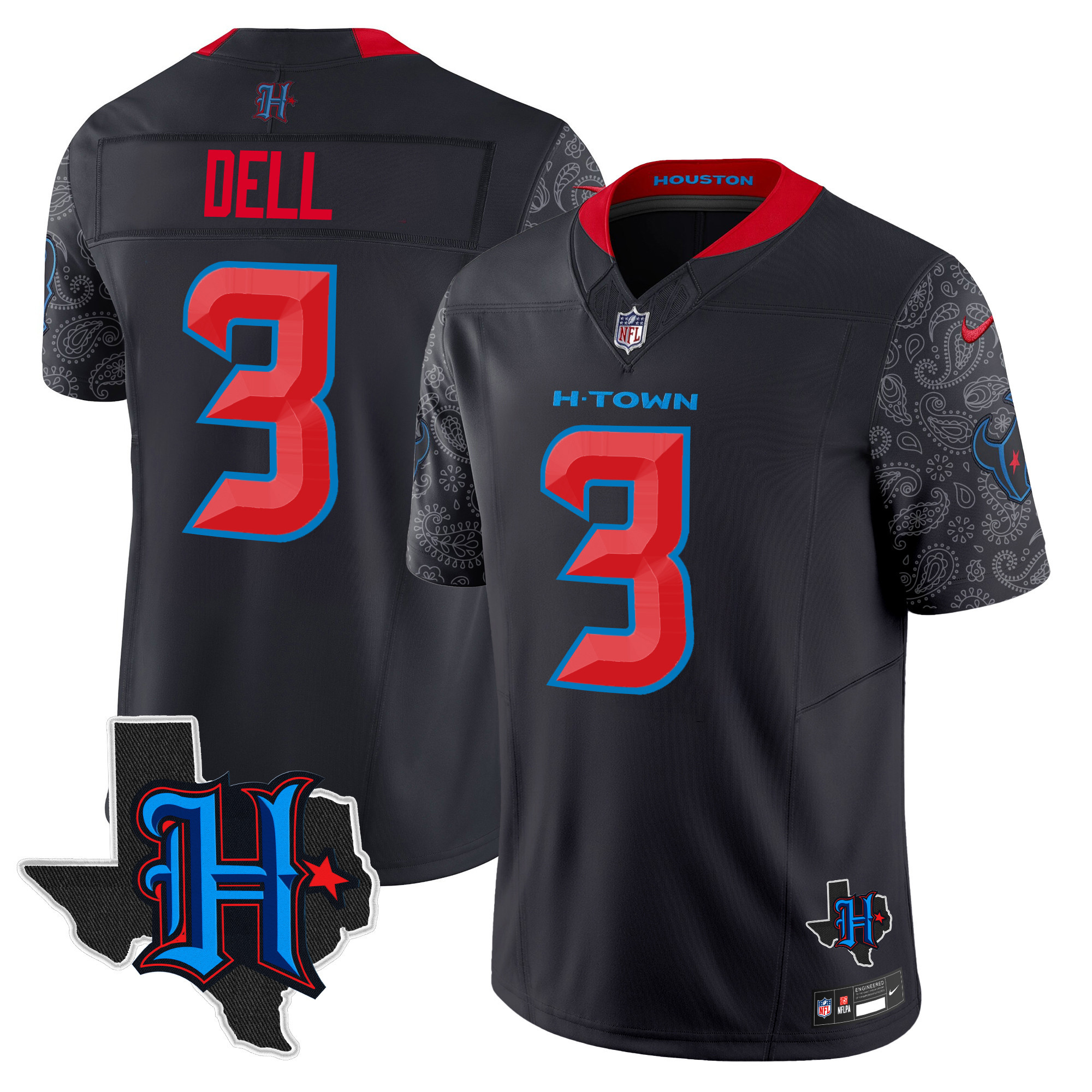 Men's Houston Texans 2024 Texas Patch Vapor Limited Jersey V4 - All Stitched - Image 12